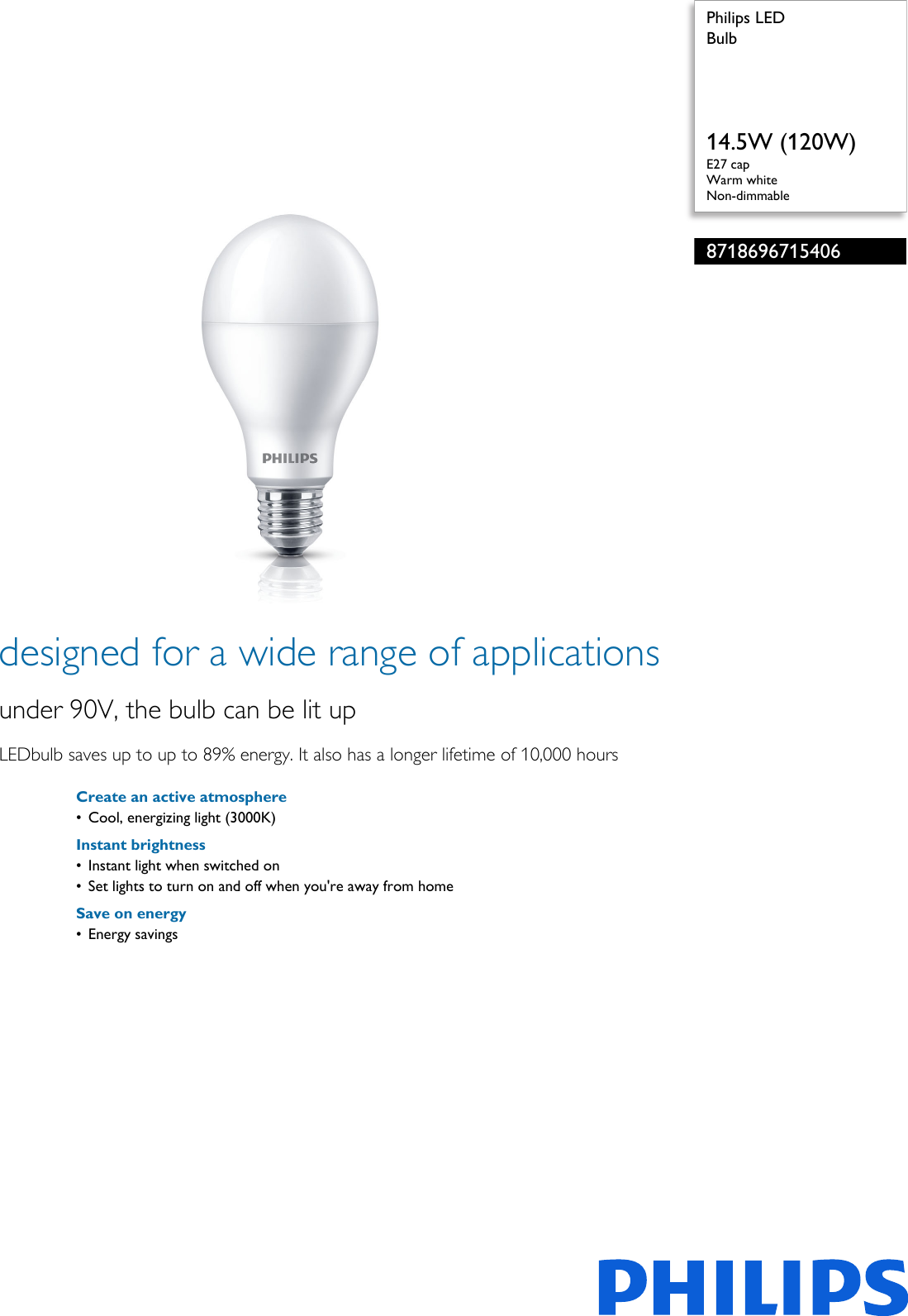 Page 1 of 2 - Philips 8718696715406 Bulb User Manual Leaflet Pss Engmy