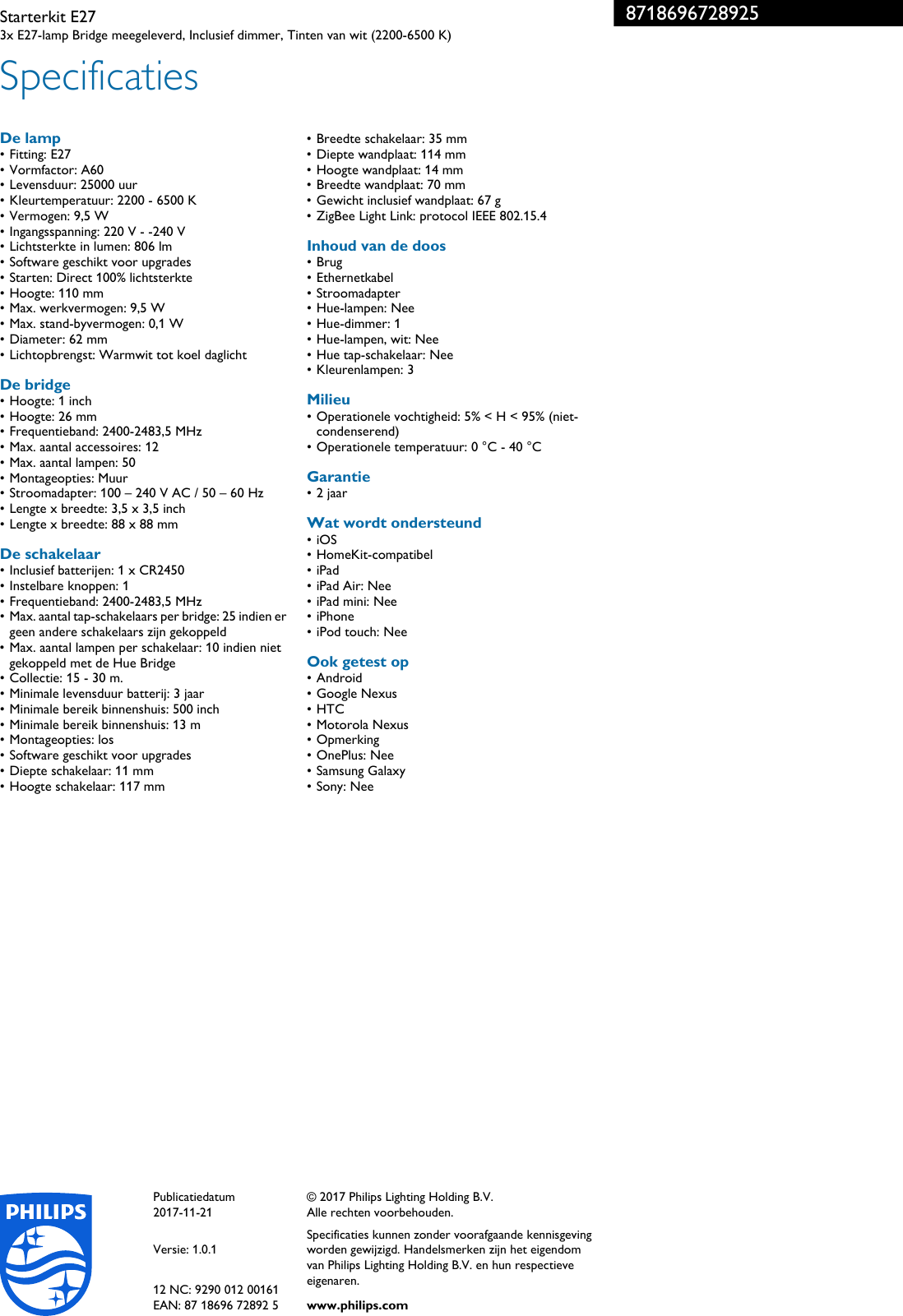 Page 3 of 3 - Philips 8718696728925 Leaflet Released Netherlands (Dutch)  User Manual Brochure Pss Nldnl