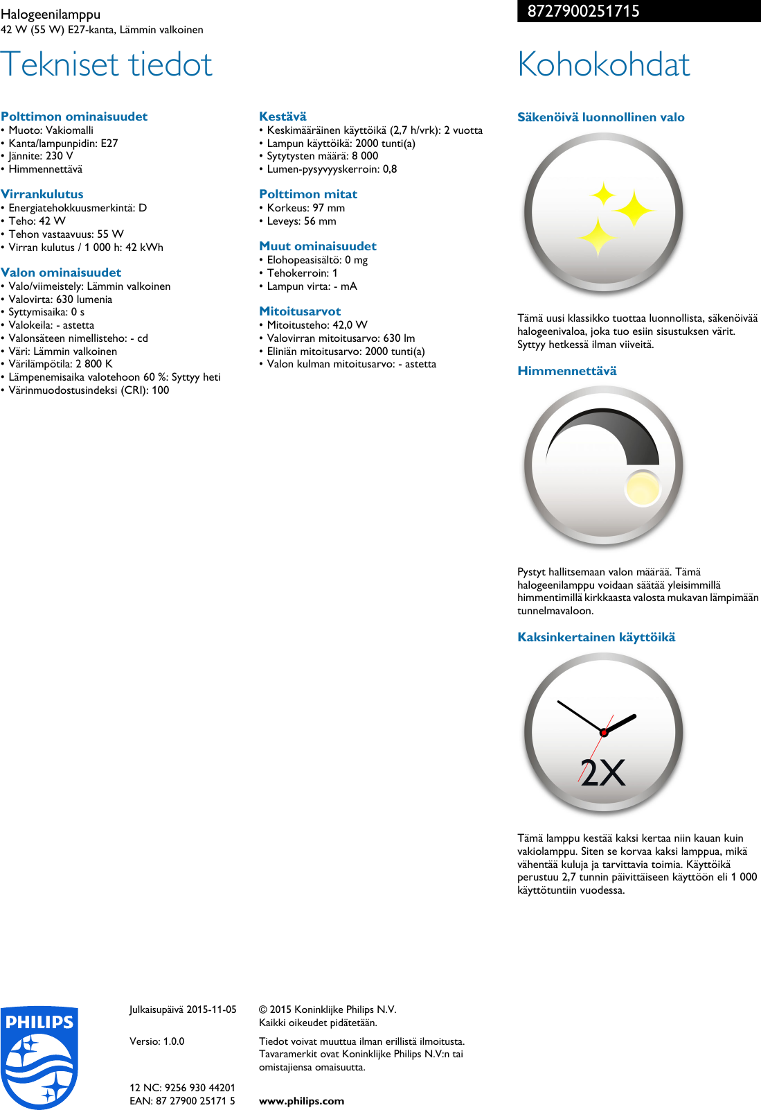 Page 2 of 2 - Philips 8727900251715 Halogeenilamppu User Manual Esite Pss Finfi