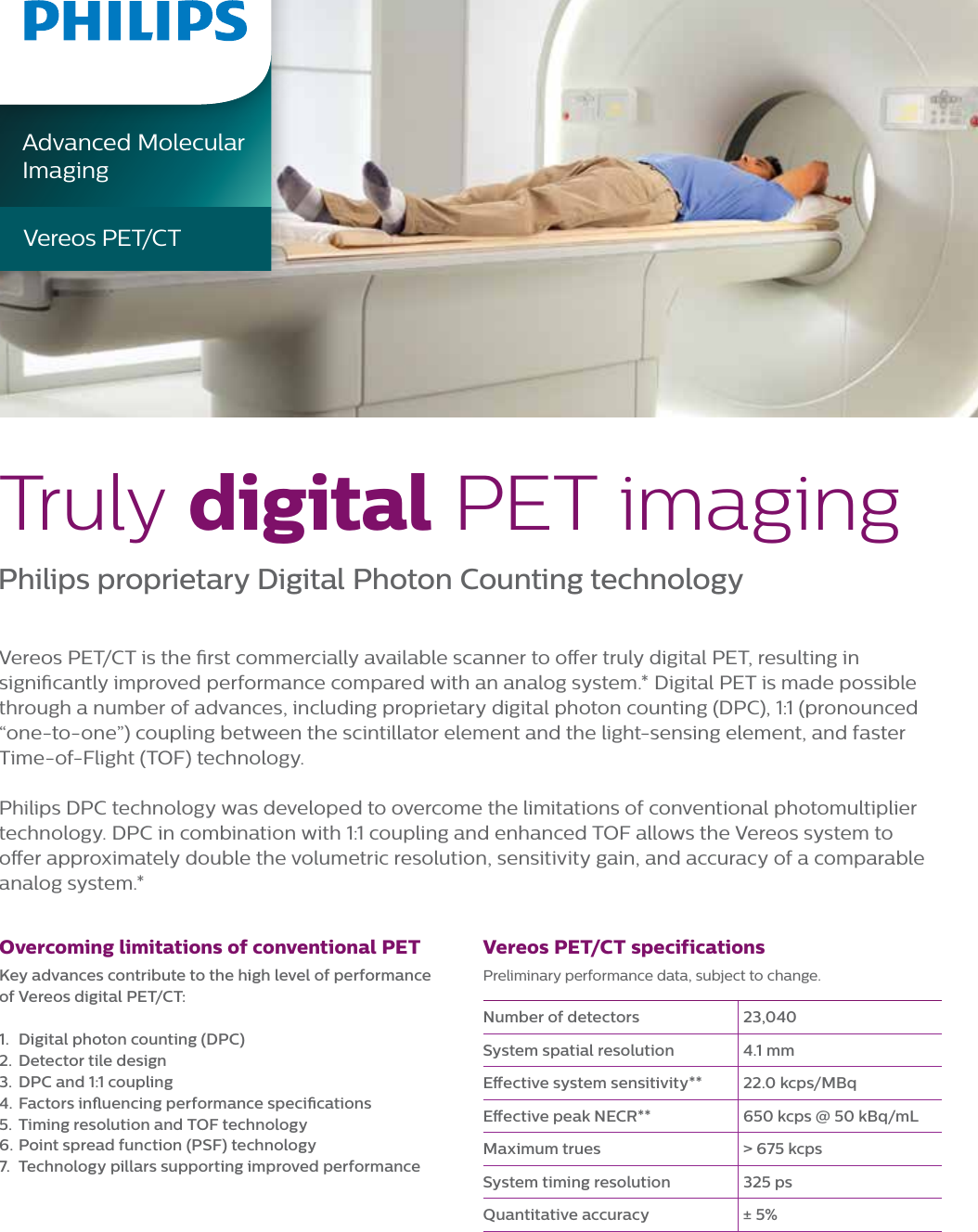 Page 1 of 12 - Philips 882446 User Manual Product Brochure Vereos The World's First And Only True Digital PET/CT System Ed2389b512114e209f2fa77c0145f267