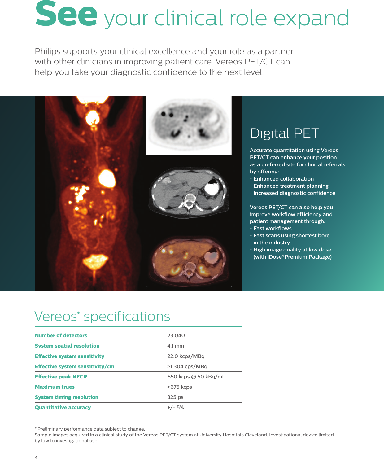 Page 4 of 8 - Philips 882446 User Manual Product Brochure Vereos The World's First And Only True Digital PET/CT System A329f5f78a1348ea9d0aa77c01566ca6
