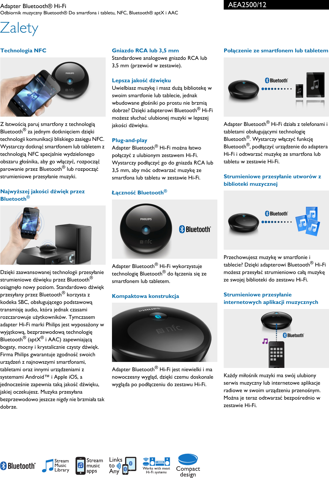 Page 2 of 3 - Philips AEA2500/12 Leaflet AEA2500_12 Released Poland (Polish)  User Manual Karta Produktowa Aea2500 12 Pss Polpl