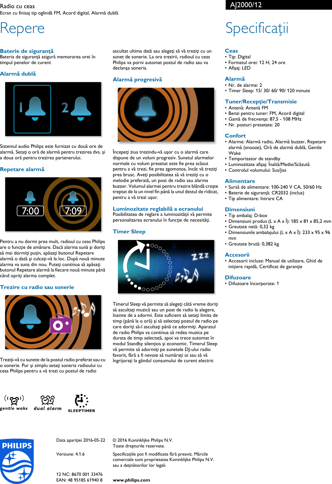 Page 2 of 2 - Philips AJ2000/12 Radio Cu Ceas User Manual Pliant Aj2000 12 Pss Ronro