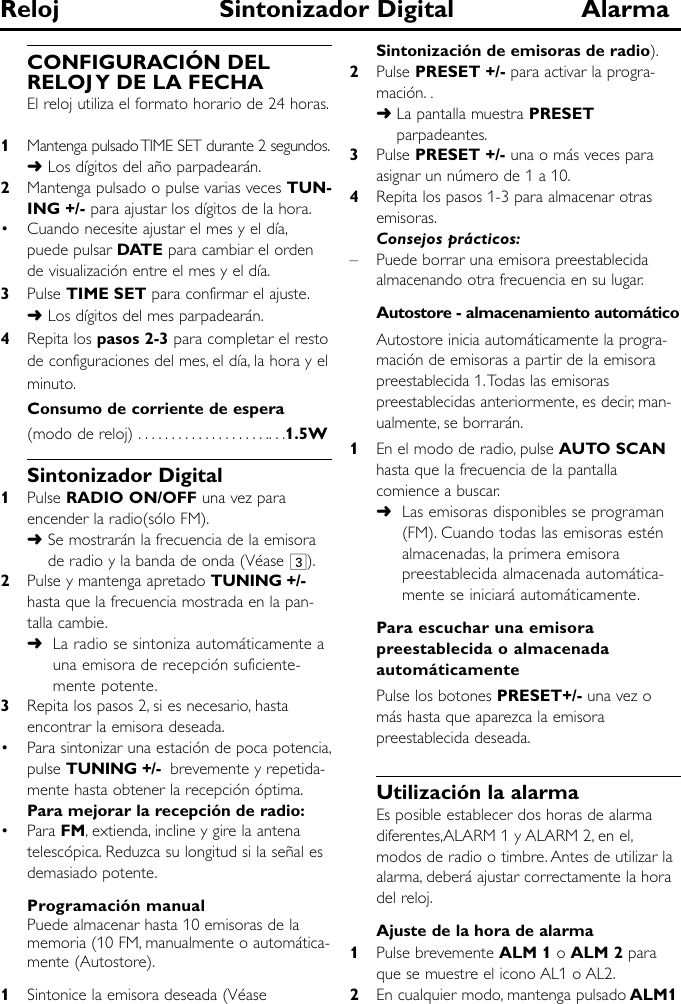 Page 5 of 10 - Philips AJ210/12 AJ210_12_UM_V2.0_ES User Manual Felhasználói Kézikönyv Aj210 12 Dfu Esp