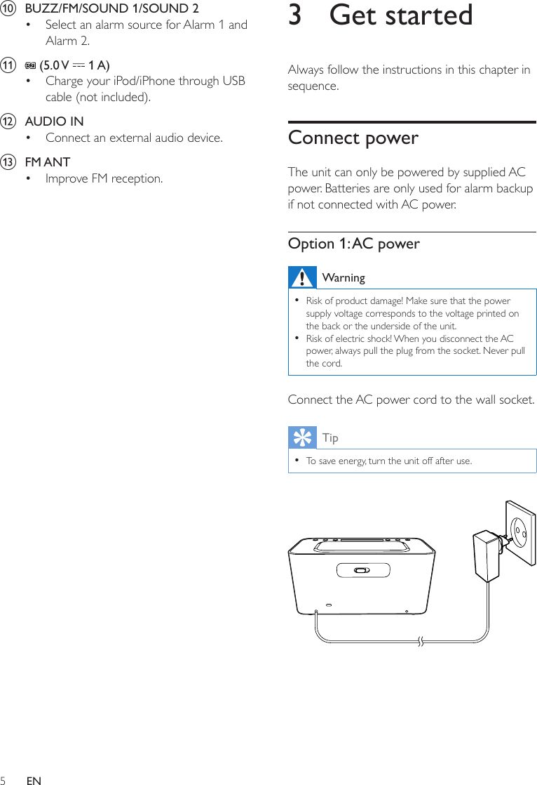 Page 5 of 12 - Philips AJ6000/12 User Manual Brugervejledning Aj6000 12 Dfu Eng