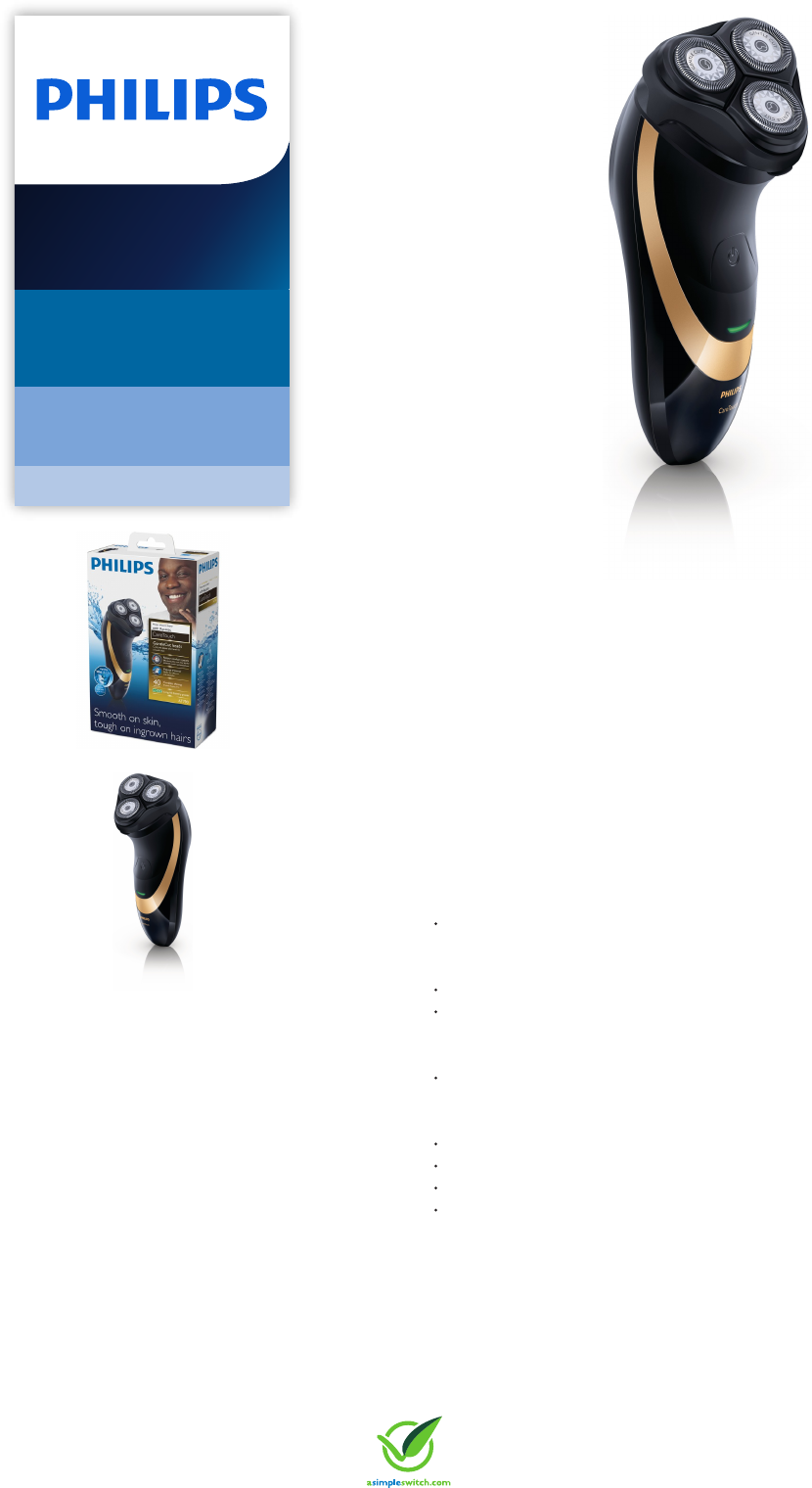 Philips At790 17 Wet Dry Electric Shaver User Manual Leaflet