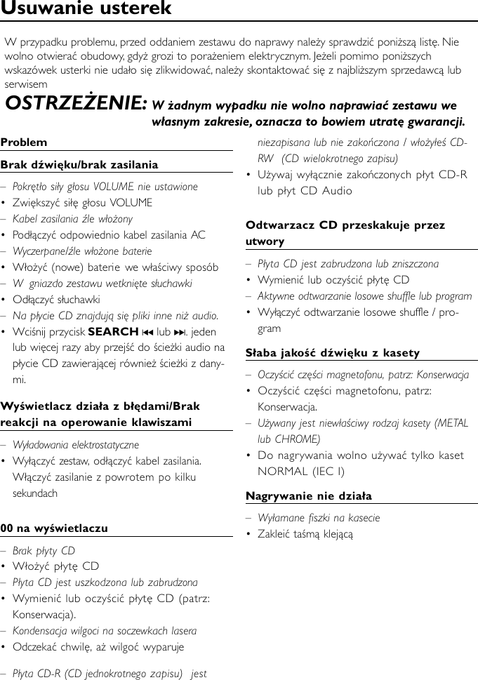 Page 7 of 7 - Philips AZ1220/00C 12 User Manual Felhasználói Kézikönyv Az1220 00c Dfu Pol