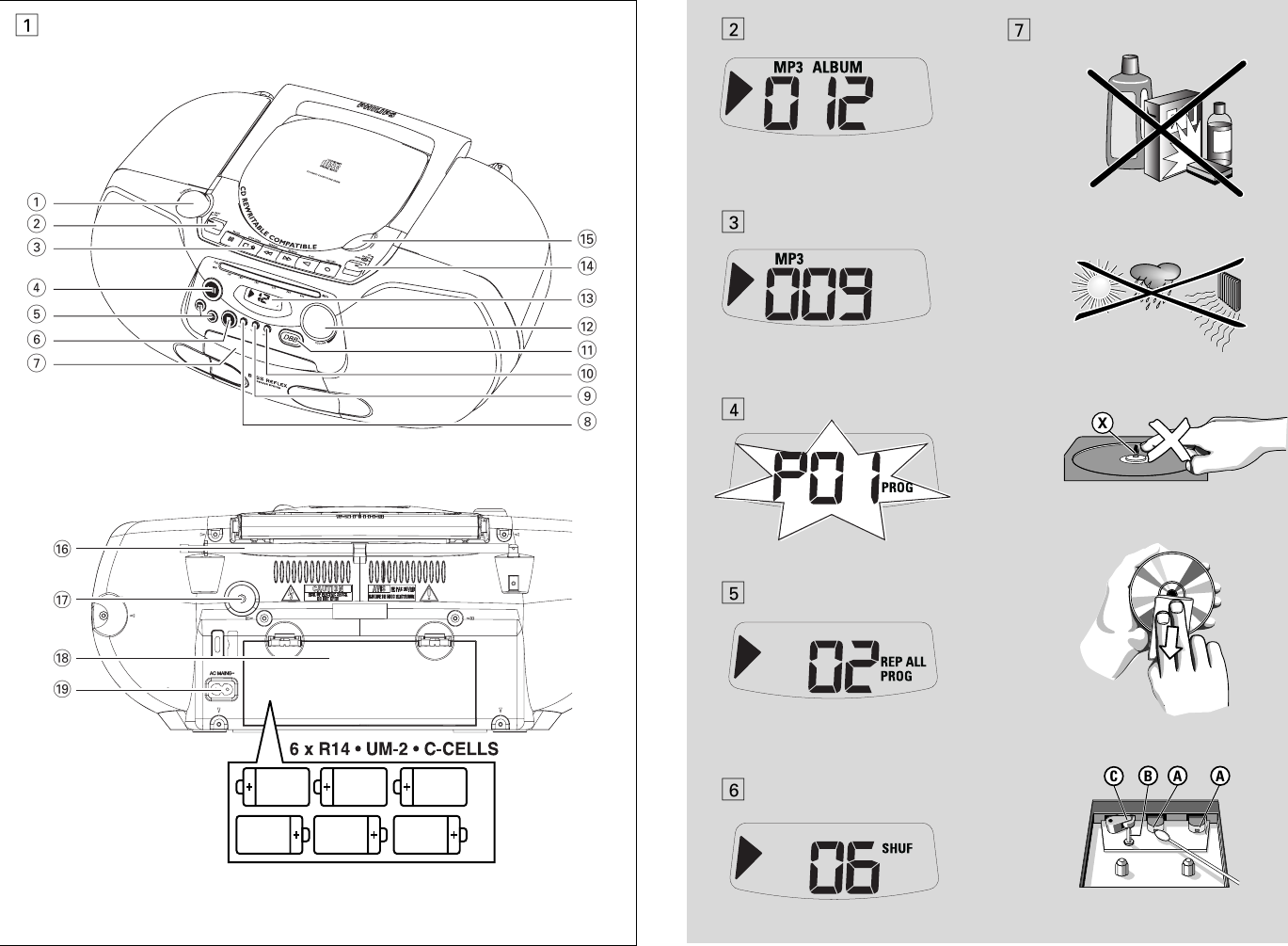 Page 2 of 5 - Philips AZ1226/00C AZ1226_00-1 User Manual Bedienungsanleitung Az1226 00c Dfu Eng