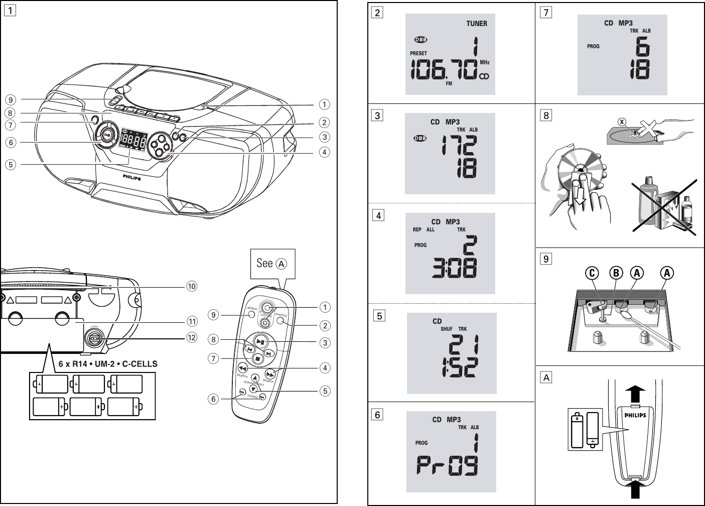 Page 2 of 6 - Philips AZ1316/00C Ifu_az1316_eur_rus User Manual Brukerveiledning Az1316 00c Dfu Rus