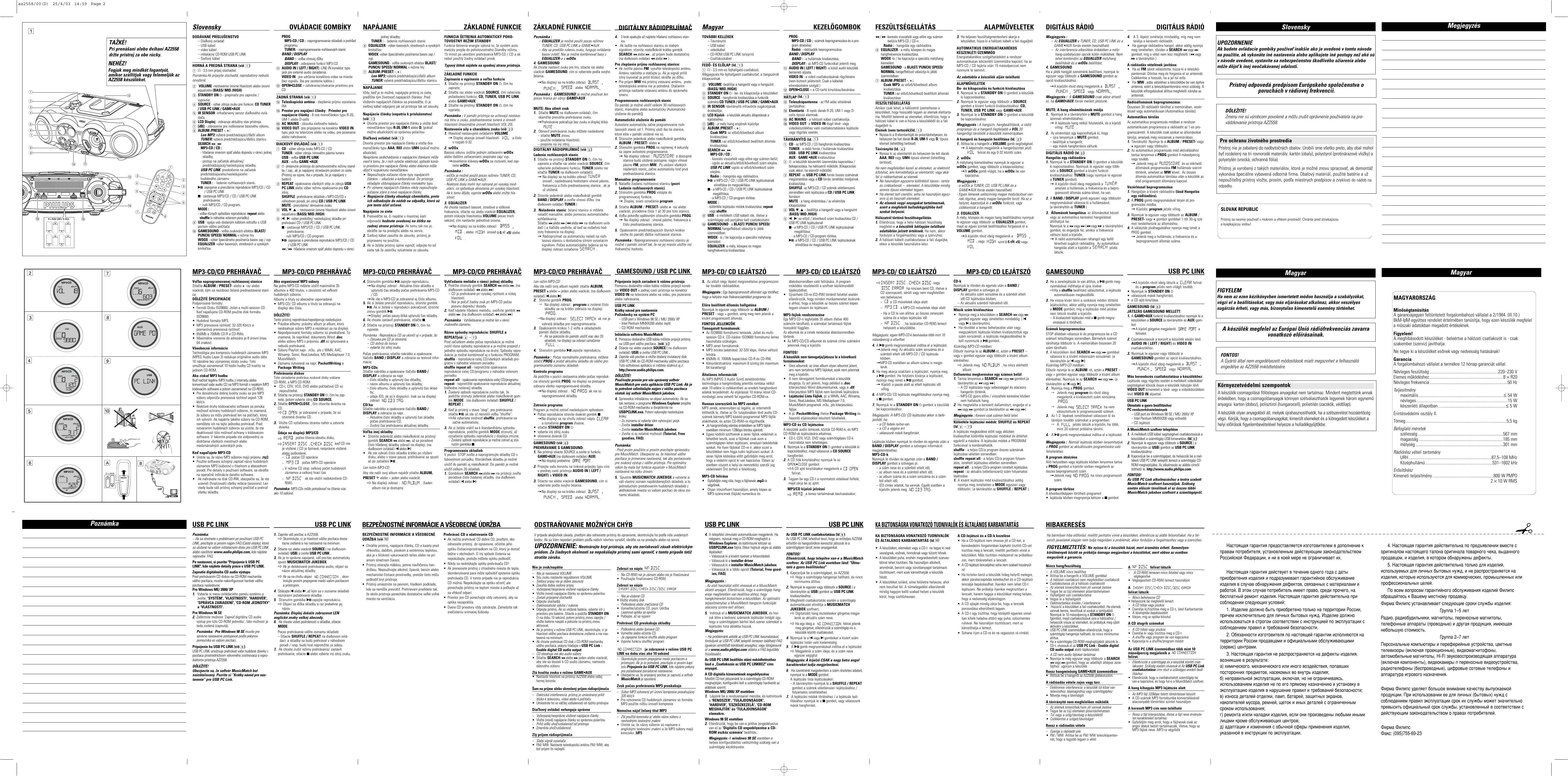Page 4 of 11 - Philips AZ2558/00C Az2558/00(D) User Manual Felhasználói Kézikönyv Az2558 00c Dfu Hun