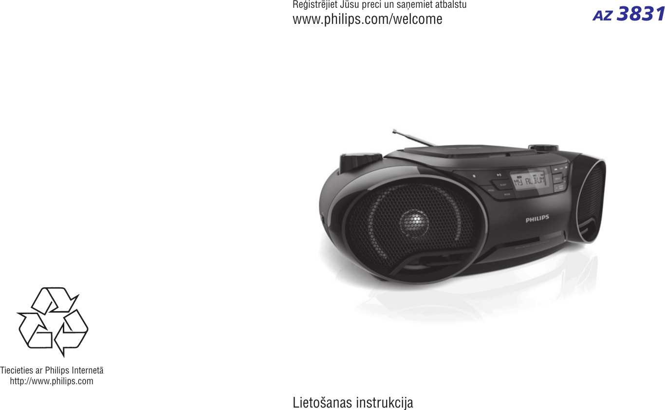 Page 1 of 12 - Philips AZ3831/12 AZ3831_12 Latviesu User Manual Bruksanvisning Az3831 12 Dfu Lav