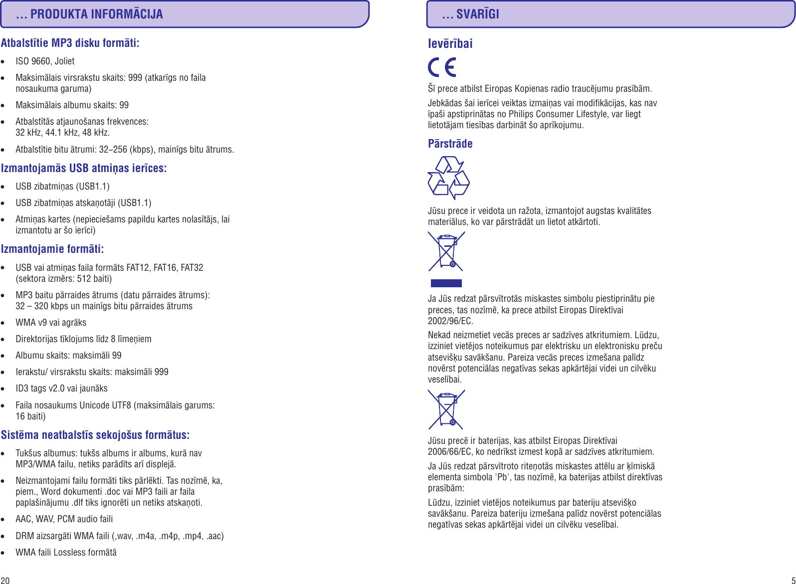 Page 5 of 12 - Philips AZ3831/12 AZ3831_12 Latviesu User Manual Bruksanvisning Az3831 12 Dfu Lav