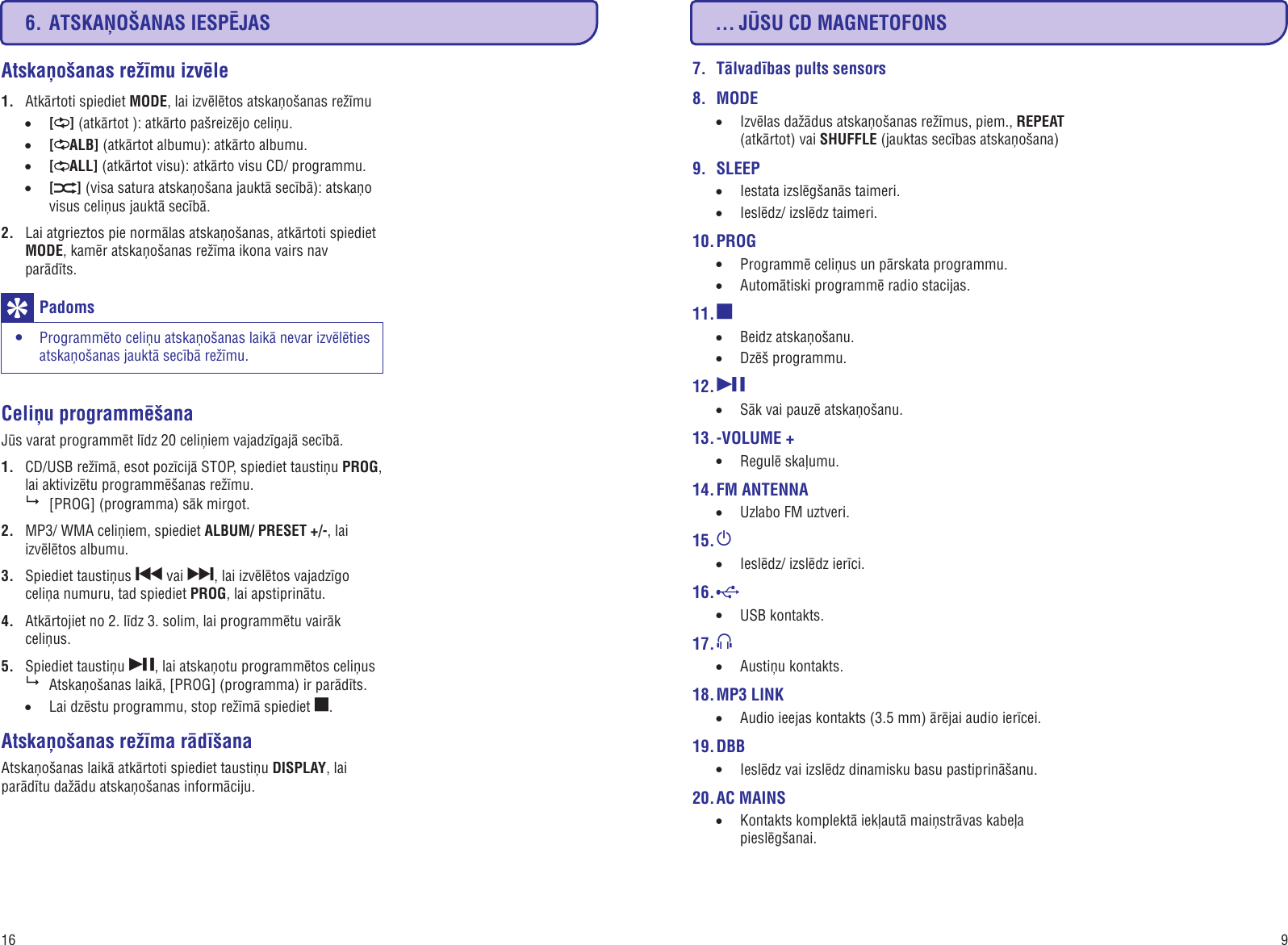 Page 9 of 12 - Philips AZ3831/12 AZ3831_12 Latviesu User Manual Bruksanvisning Az3831 12 Dfu Lav