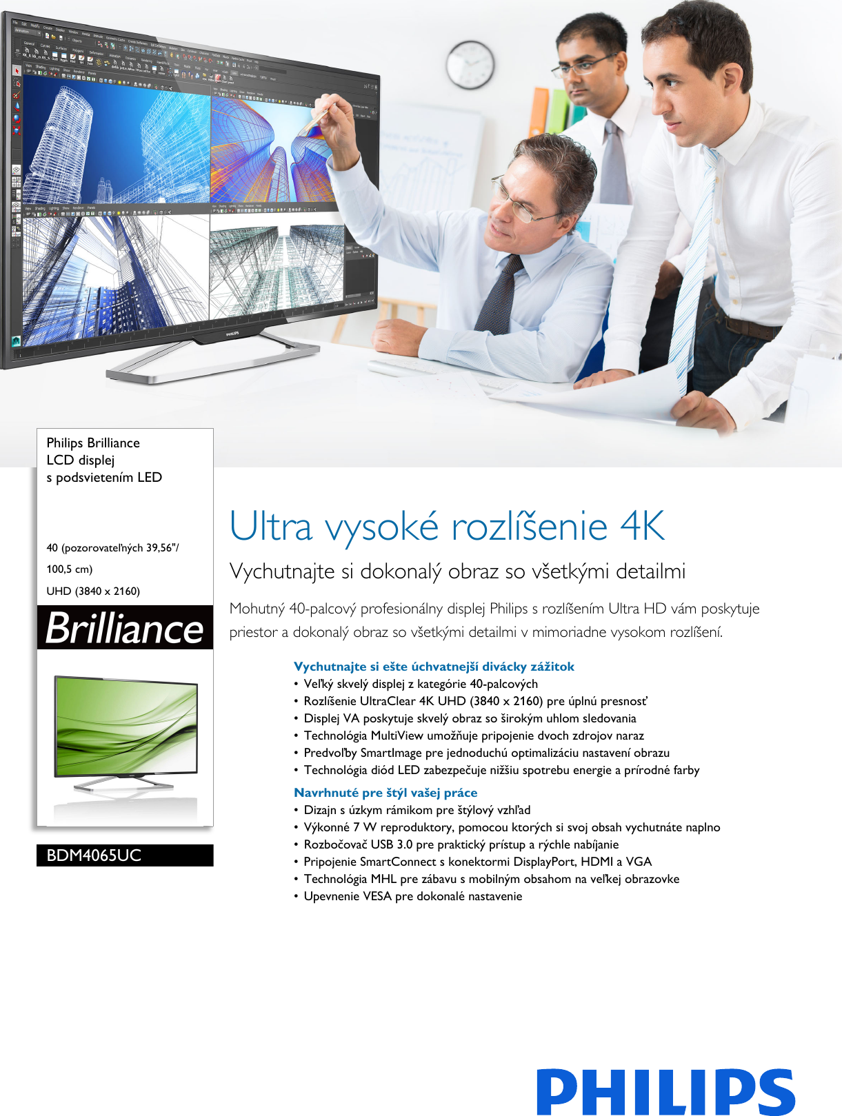 Page 1 of 3 - Philips BDM4065UC/00 Leaflet BDM4065UC_00 Released Slovakia (Slovak)  User Manual Prospekt Bdm4065uc 00 Pss Slksk