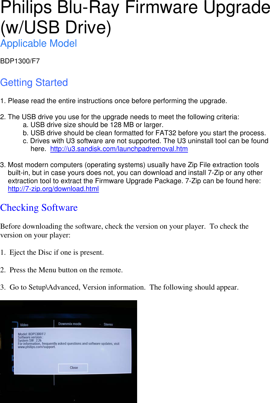 Philips Bdp1300 F7 Blu User Manual Firmware Upgrade Readme File Bdp1300 F7 Fur Eng