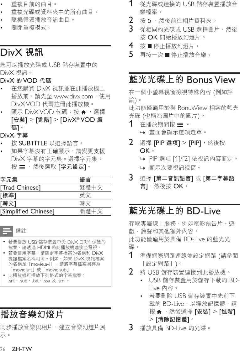 Philips Bdp2100 96 User Manual 使用手冊bdp2100 96 Dfu Zht