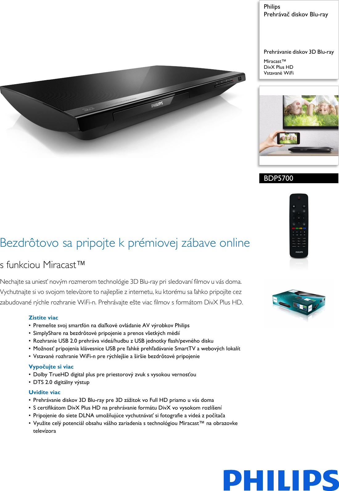 Page 1 of 3 - Philips BDP5700/12 Prehrávač Diskov Blu-ray User Manual Prospekt Bdp5700 12 Pss Slksk