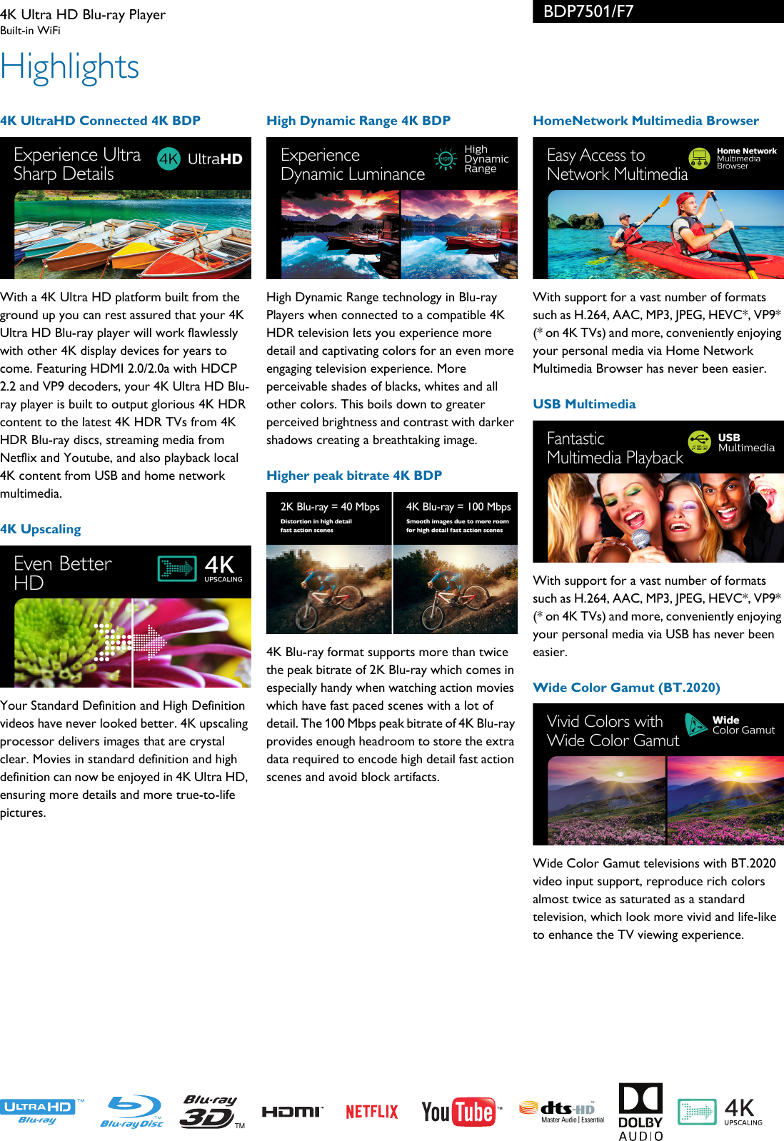 Page 2 of 3 - Philips BDP7501/F7 4K Ultra HD Blu-ray Player User Manual Leaflet Bdp7501 F7 Pss Aenca