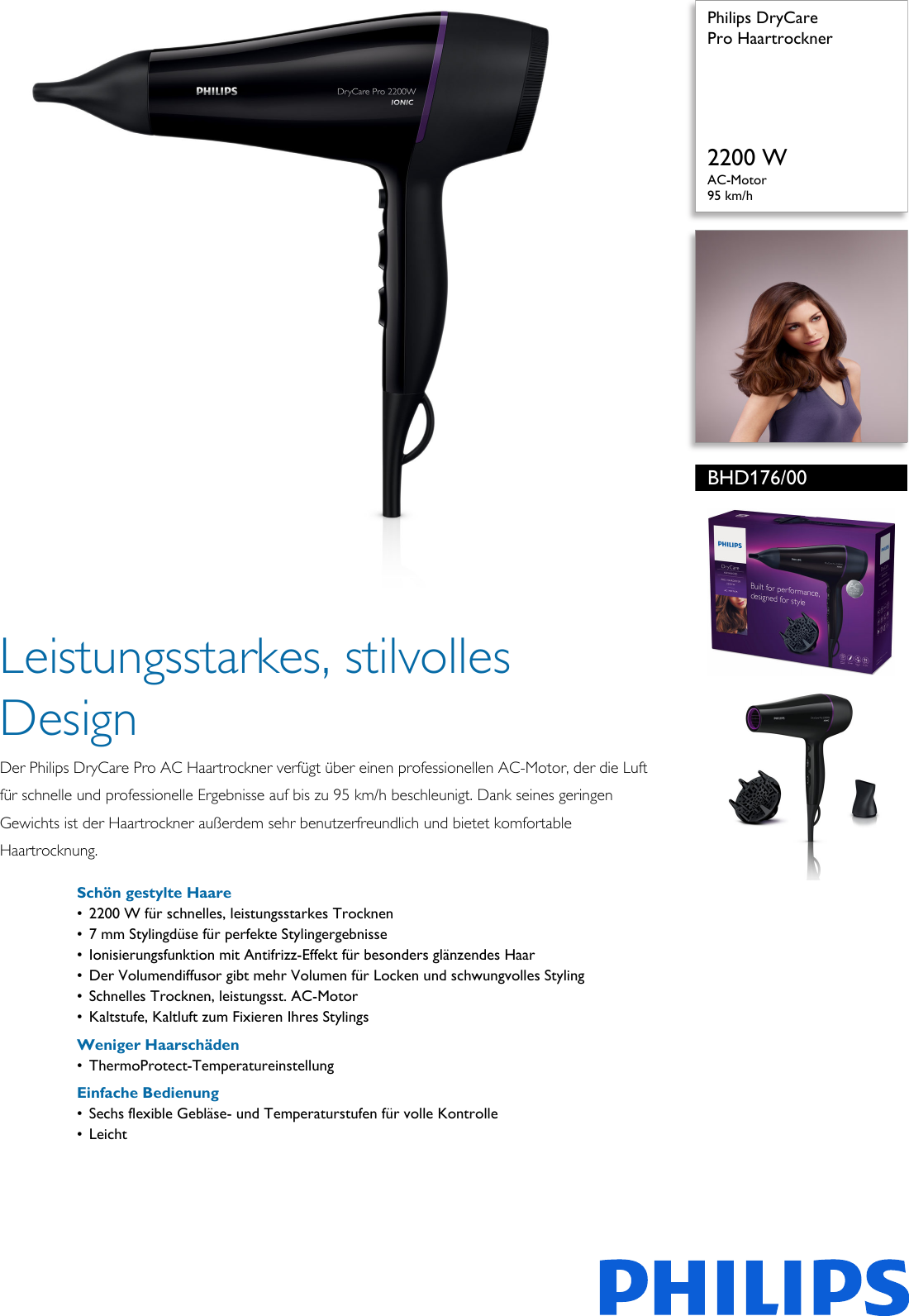 Page 1 of 3 - Philips BHD176/00 Leaflet BHD176_00 Released Austria (German) User Manual Datenblatt Bhd176 00 Pss Deuat