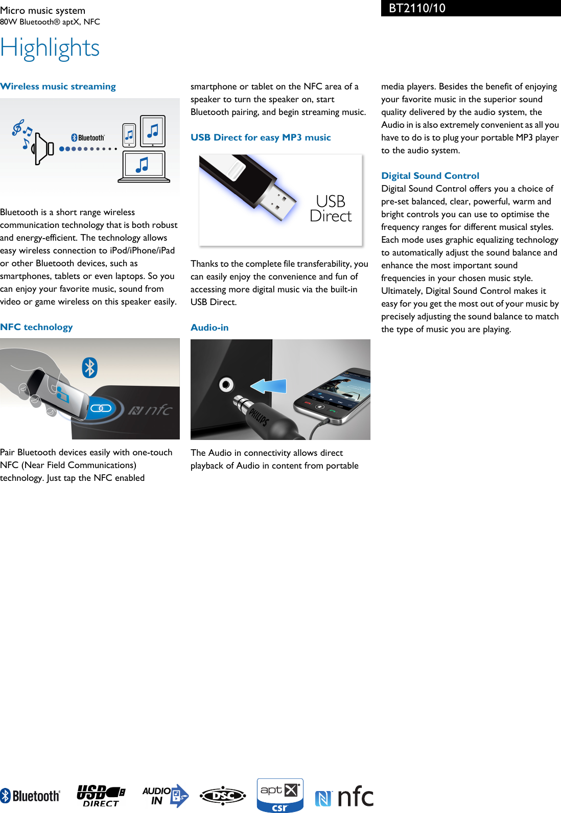 Page 2 of 3 - Philips BT2110/10 Micro Music System User Manual  Bt2110 10 Pss