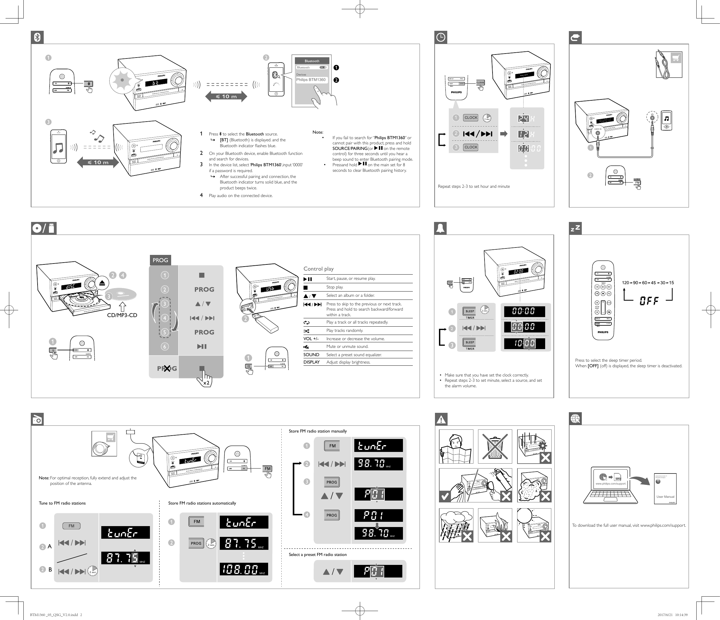 Page 2 of 2 - Philips BTM1360/05 User Manual Quick Start Guide Btm1360 05 Qsg Eng