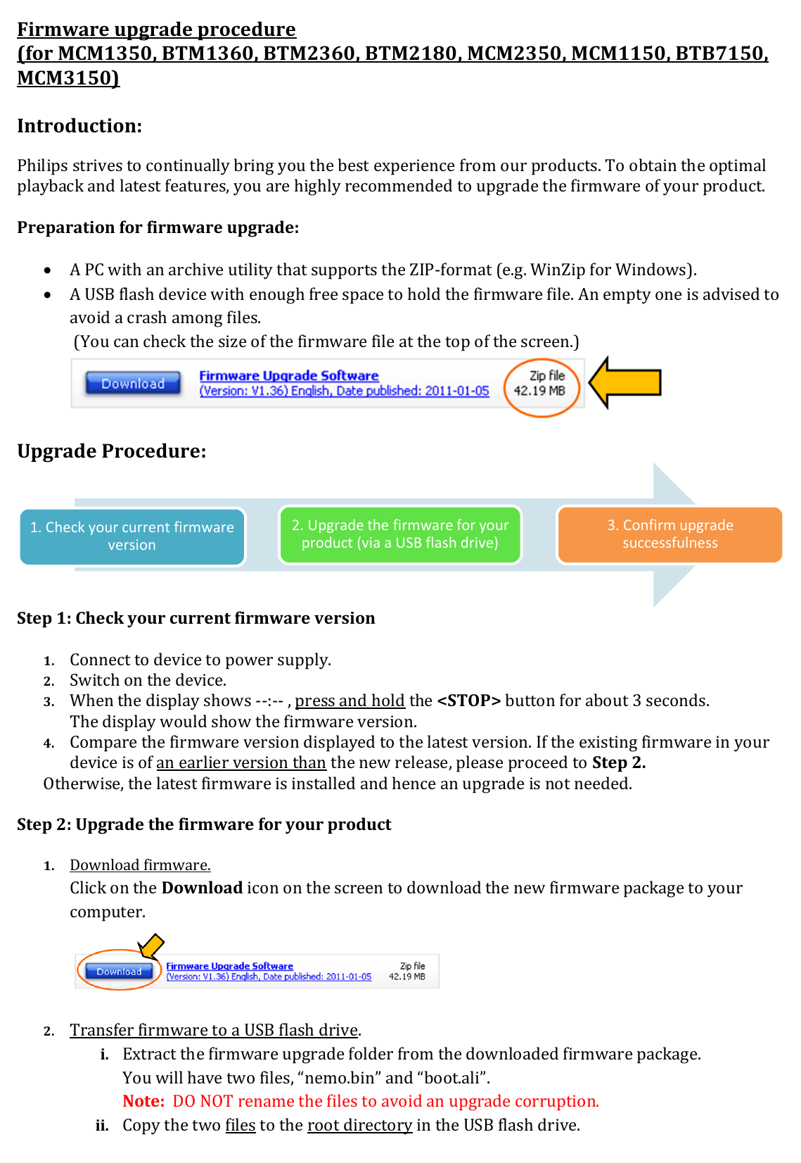 Philips Btm2360 12 User Manual Firmware Instructions Btm2360 12 Fin Aen