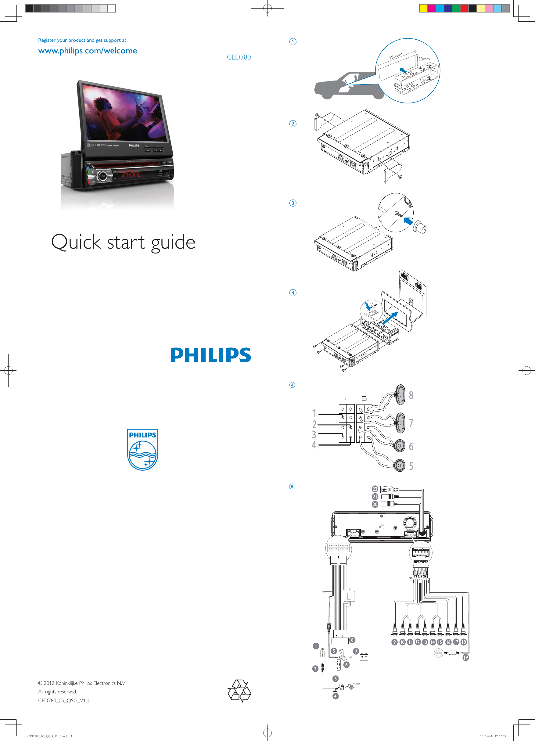 Page 1 of 2 - Philips CED780/05 CED780_05_QSG_V1.0 User Manual Quick Start Guide Ced780 05 Qsg Aen