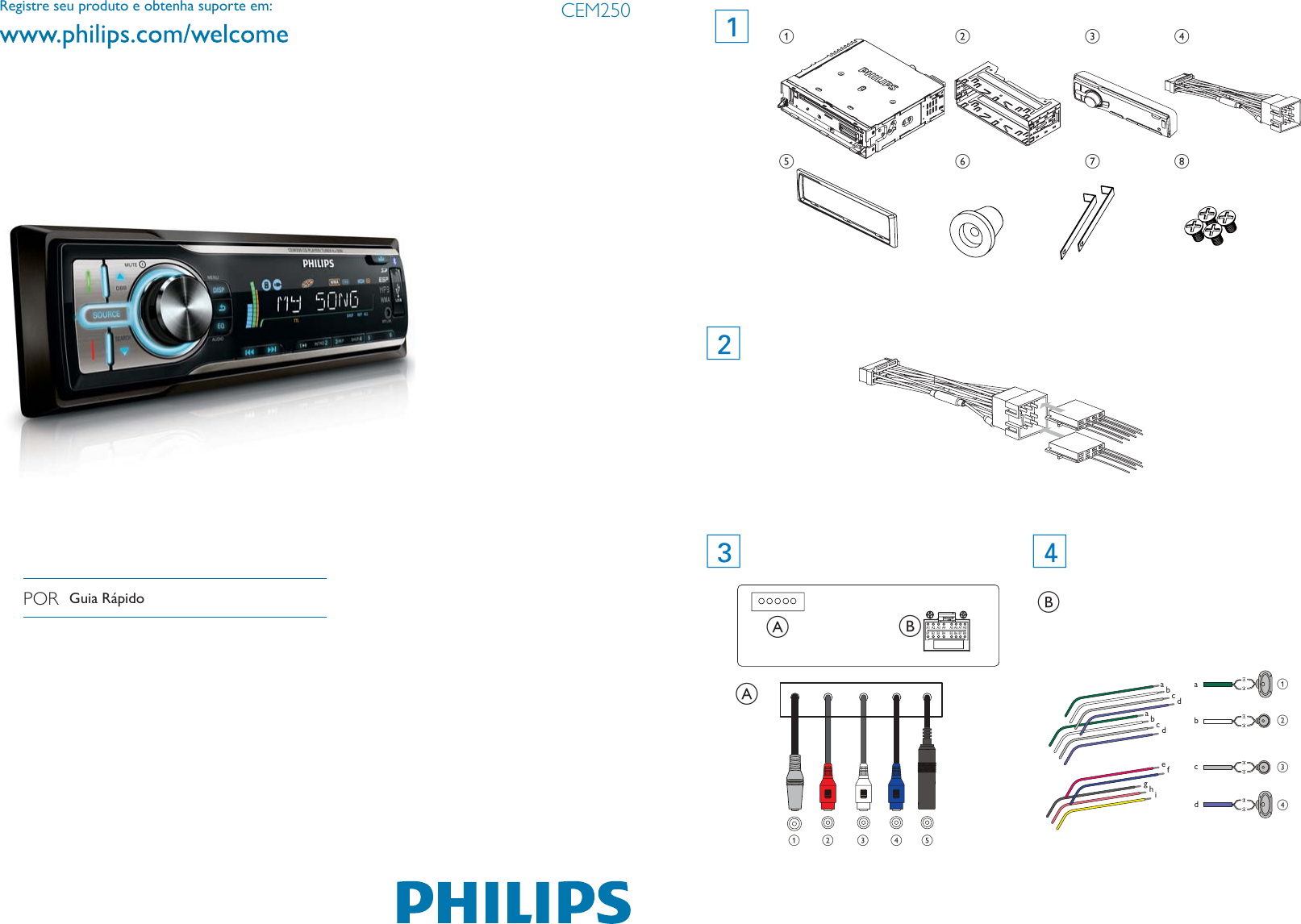 Page 1 of 4 - Philips CEM250/55 CEM250-55-QSG-POR-_1.00 User Manual Guia Para Início Rápido Cem250 55 Qsg Brp