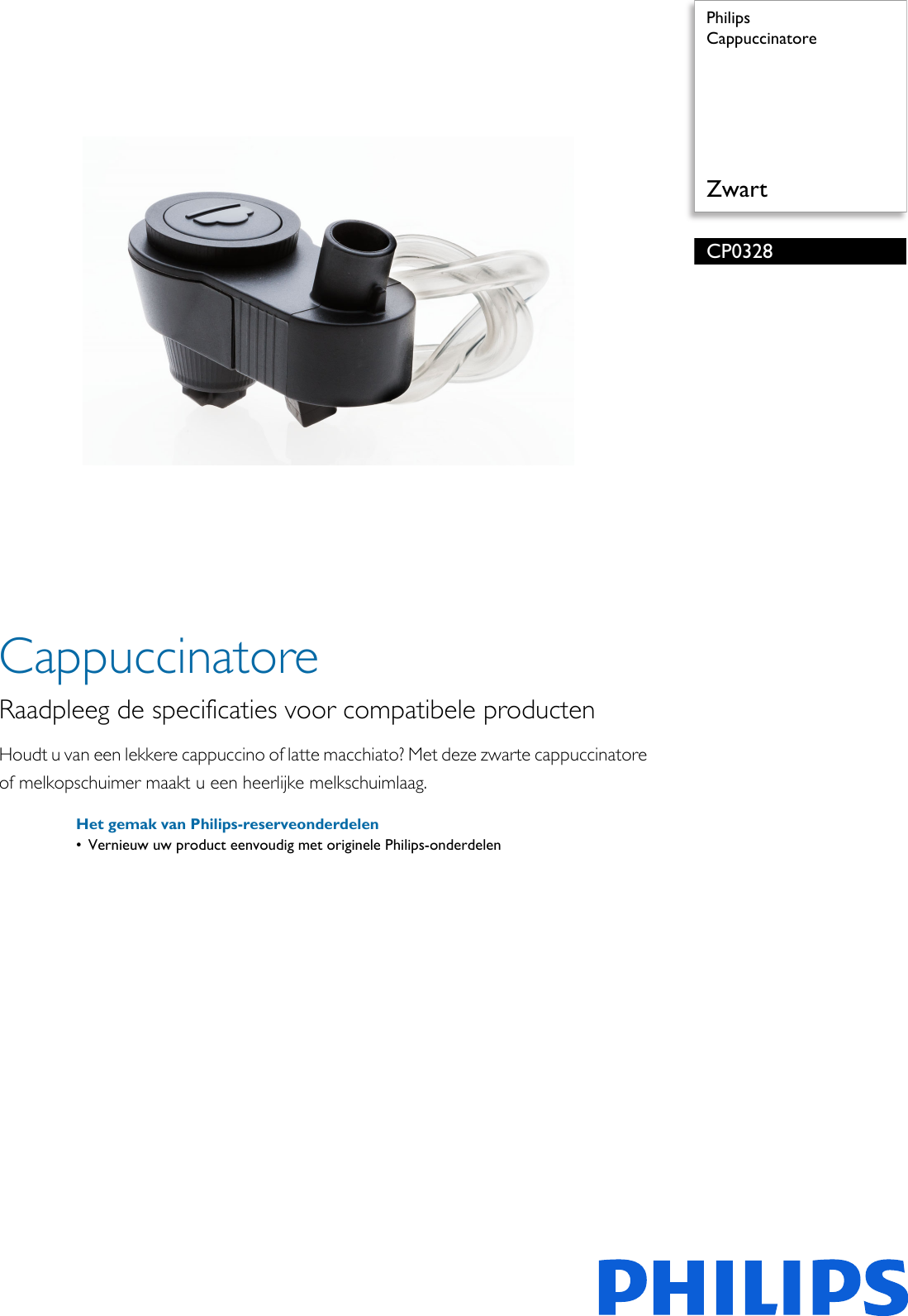 Page 1 of 2 - Philips CP0328 CP0328/01 Cappuccinatore User Manual Brochure 01 Pss Nldnl