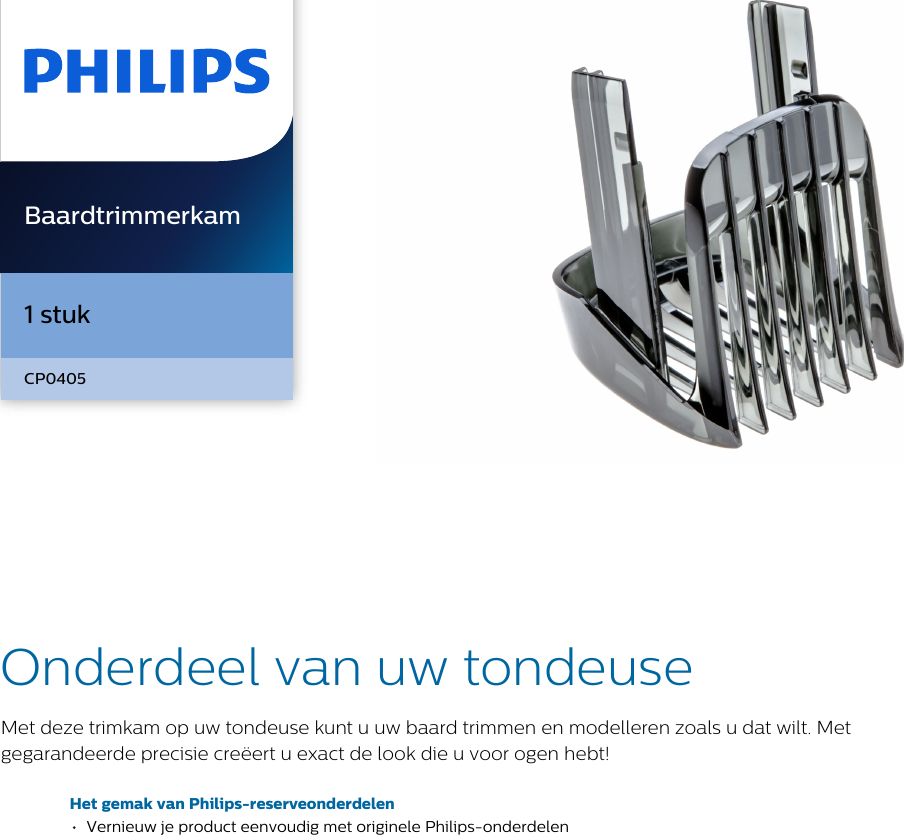 Page 1 of 2 - Philips CP0405 CP0405/01 Baardtrimmerkam User Manual Brochure 01 Pss Nldbe