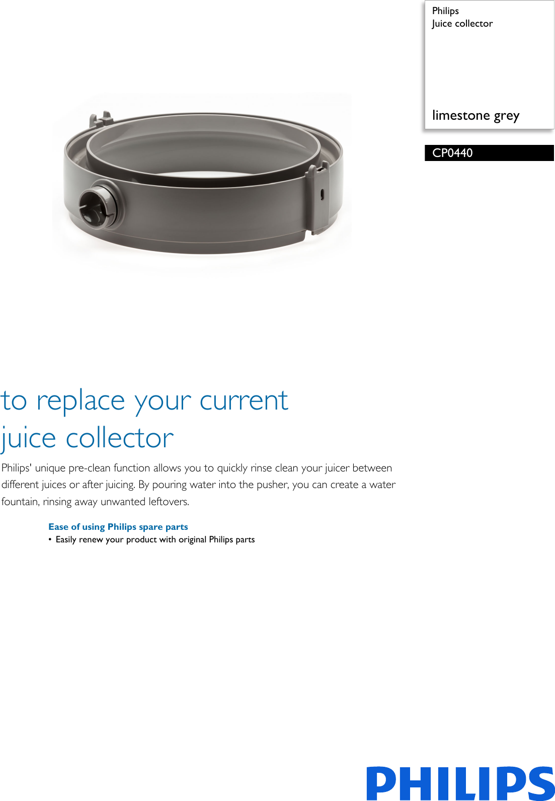 Page 1 of 2 - Philips CP0440 CP0440/01 Juice Collector User Manual Leaflet 01 Pss Enggb