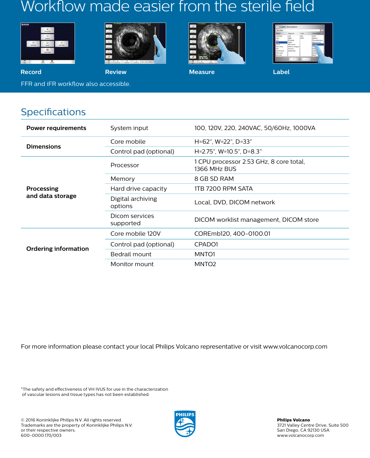 Page 2 of 2 - Philips  Volcano Core Mobile: Precision Guided Therapy System Mobile Data Sheet Update