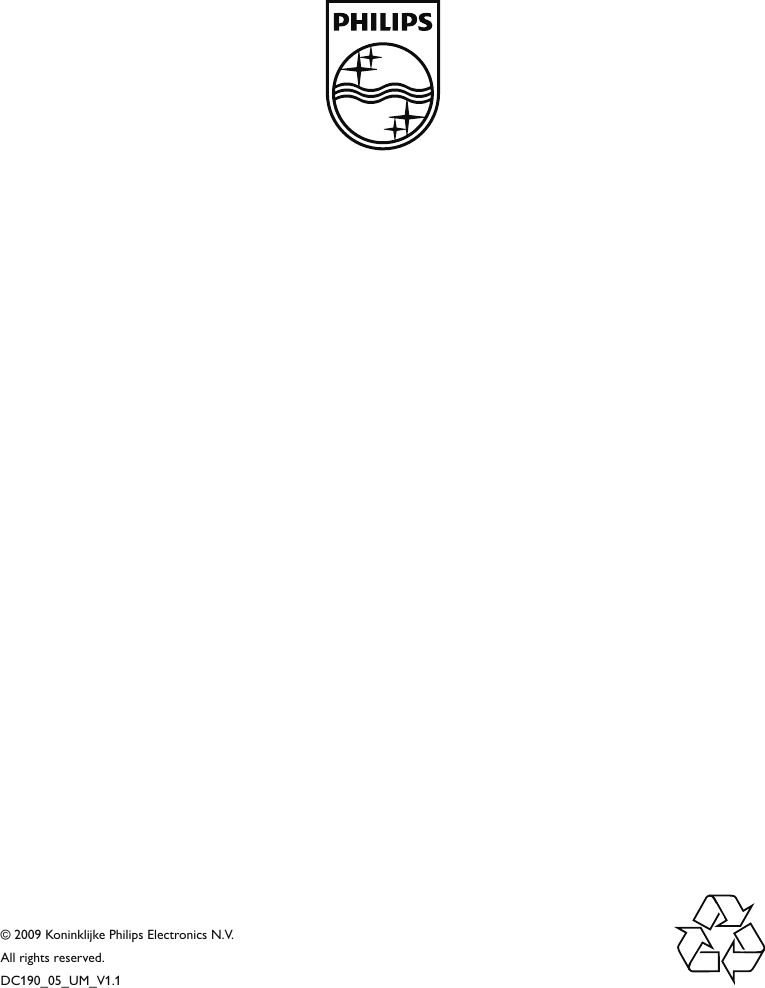 Page 12 of 12 - Philips DC190/05 DC190_05_UM_CCR User Manual 使用者手冊 Dc190 05 Dfu Aen