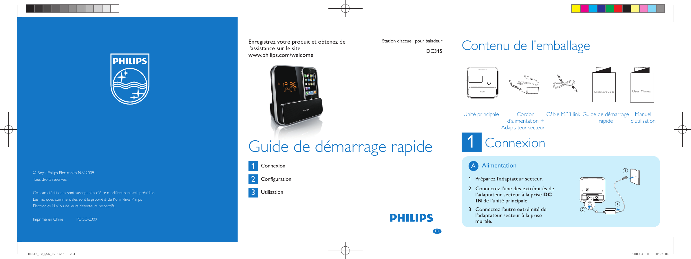 Page 1 of 2 - Philips DC315/12 DC315_12_QSG_FR User Manual Quick Start Guide Dc315 12 Qsg Fra
