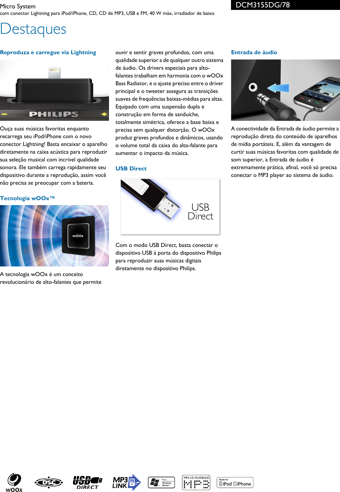 Page 2 of 3 - Philips DCM3155DG/78 Micro System User Manual Folheto Dcm3155dg 78 Pss Brpbr