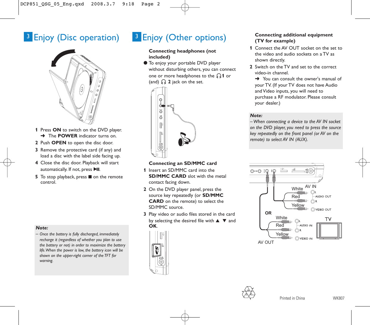 Page 2 of 2 - Philips DCP951/05 DCP851_QSG_05_Eng User Manual Quick Start Guide Dcp951 05 Qsg Eng