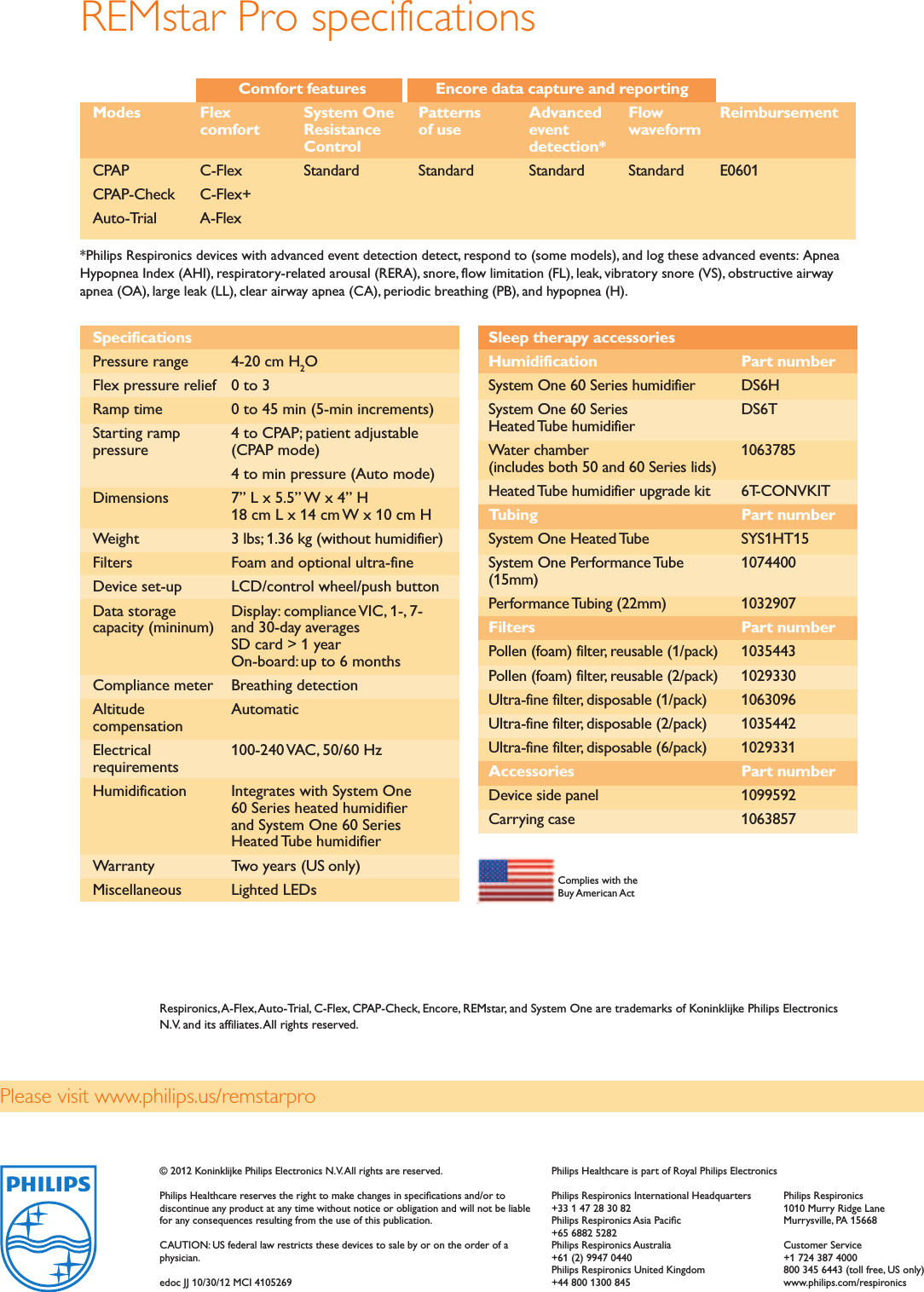 Page 2 of 2 - Philips DS560S  User Manual Product Brochure System One REMstar Sleep Therapy A2c1f10fbc4c4d3b8596a77c0147ed67