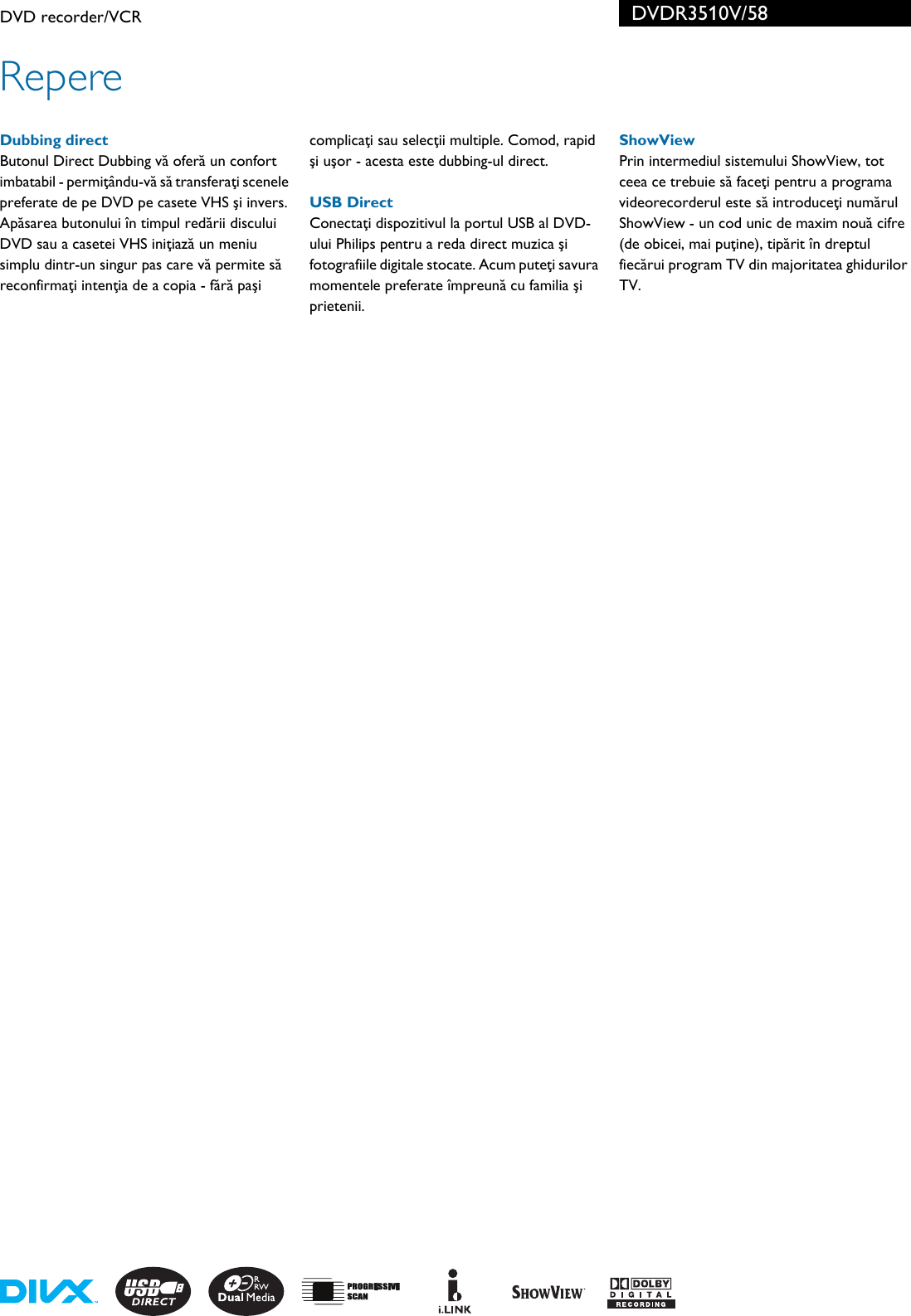 Page 2 of 3 - Philips DVDR3510V/58 DVD Recorder/VCR User Manual Pliant Dvdr3510v 58 Pss Ronro