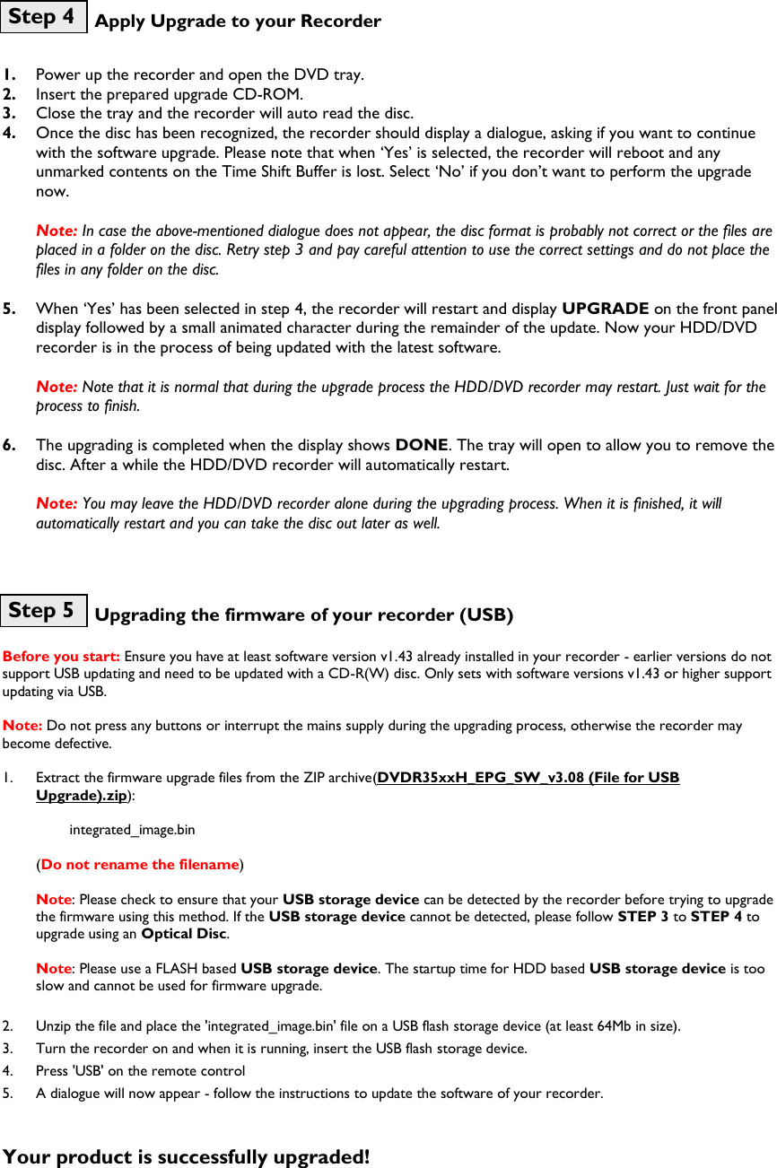 Page 2 of 3 - Philips DVDR3570H/31 User Manual Firmware-Upgrade Liesmich-Datei Dvdr3570h 31 Fur Eng
