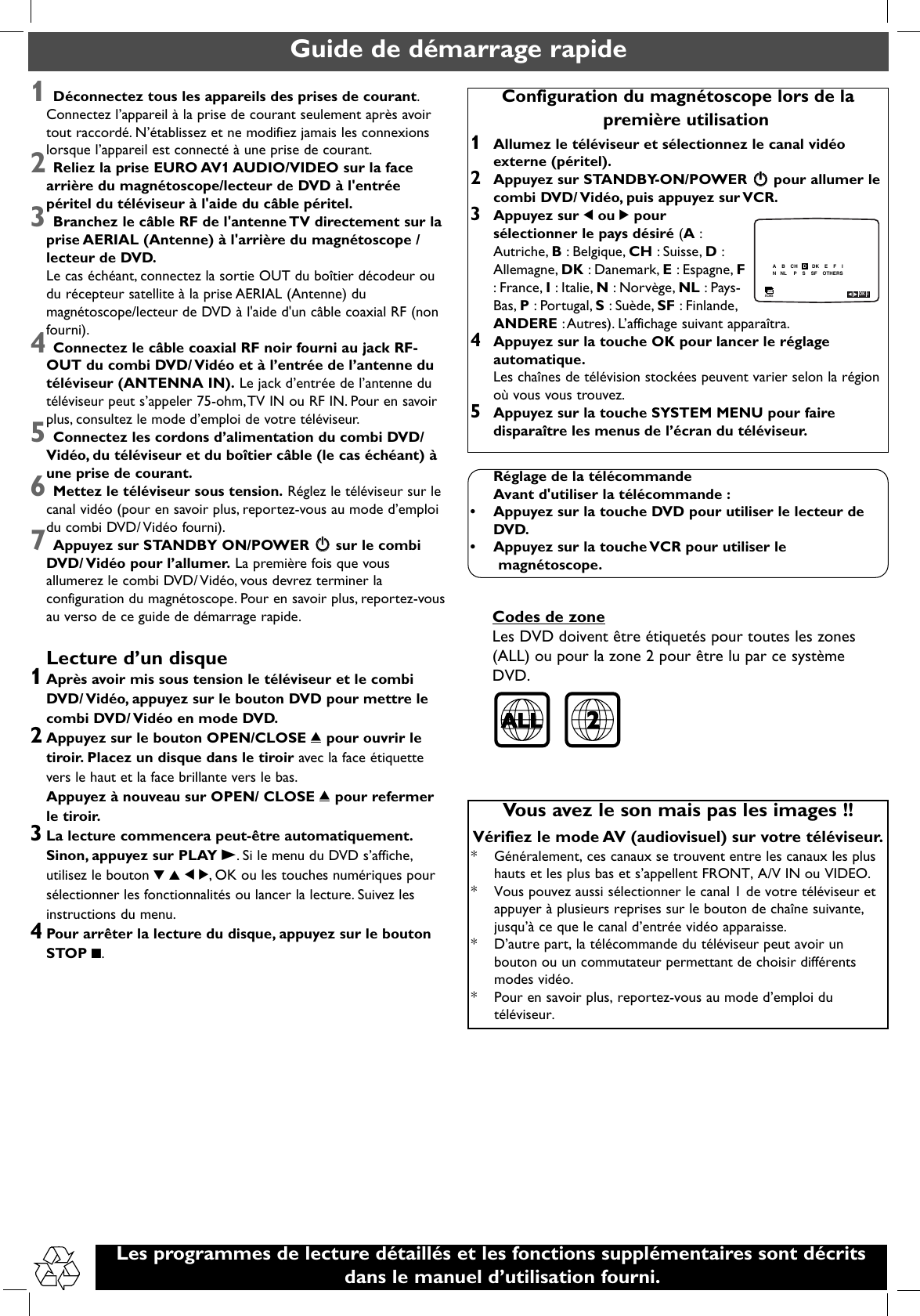 Page 3 of 9 - Philips DVP3055V/01 3055V Qug_00&19 User Manual Quick Start Guide Dvp3055v 01 Qsg Eng