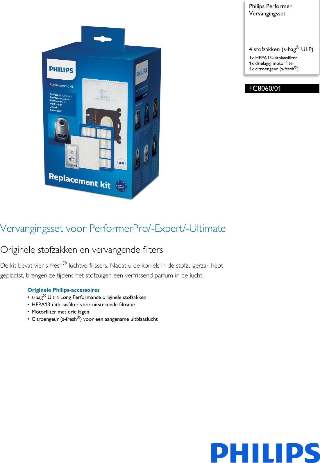 Page 1 of 2 - Philips FC8060/01 Vervangingsset User Manual Brochure Fc8060 01 Pss Nldbe