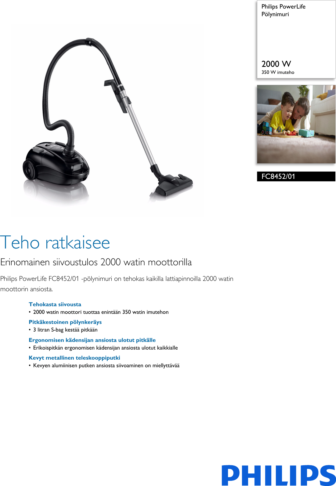 Page 1 of 2 - Philips FC8452/01 Pölynimuri User Manual Esite Fc8452 01 Pss Finfi
