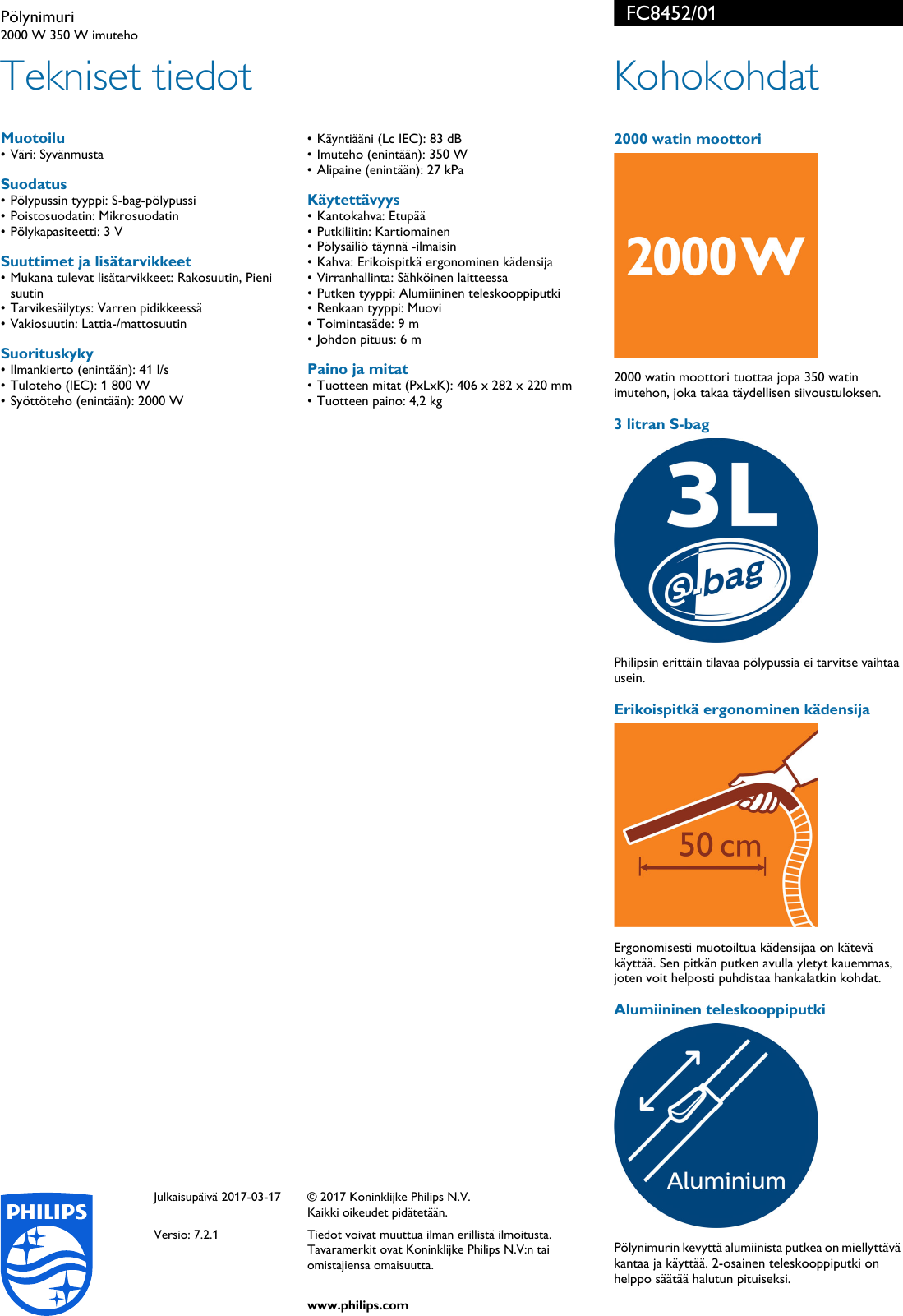Page 2 of 2 - Philips FC8452/01 Pölynimuri User Manual Esite Fc8452 01 Pss Finfi