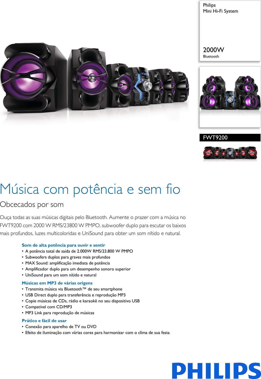 Page 1 of 3 - Philips FWT9200/55 Mini Hi-Fi System User Manual Folheto Fwt9200 55 Pss Brpbr