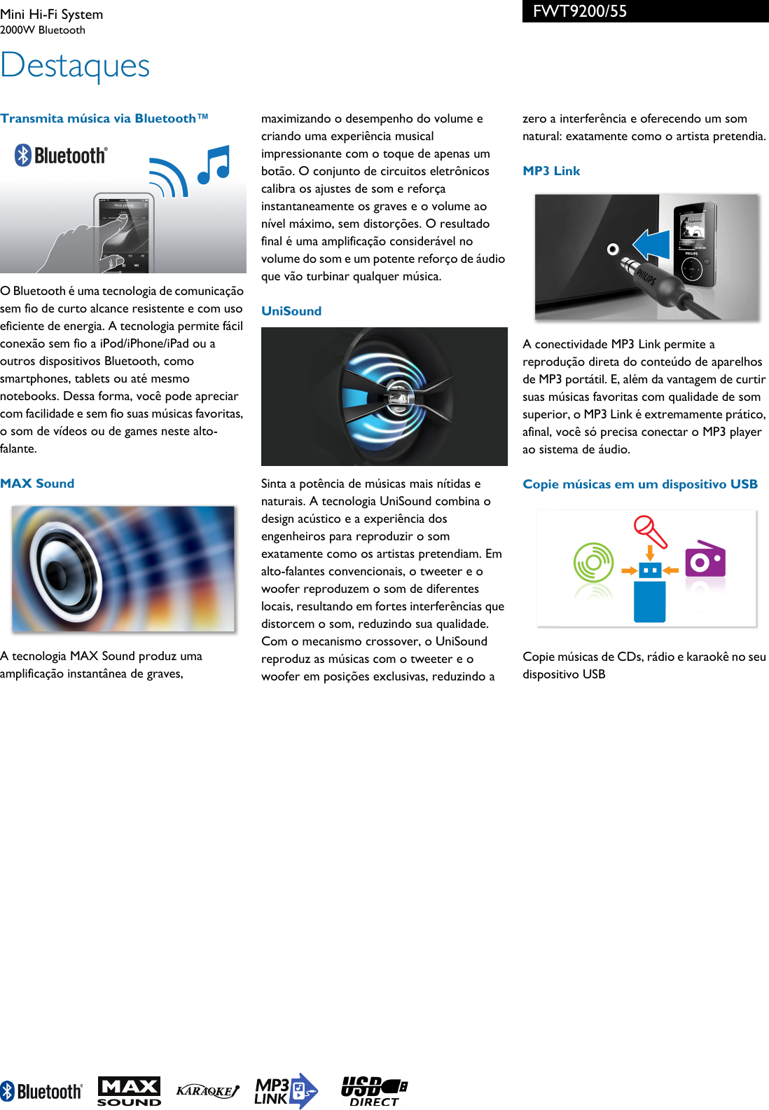 Page 2 of 3 - Philips FWT9200/55 Mini Hi-Fi System User Manual Folheto Fwt9200 55 Pss Brpbr