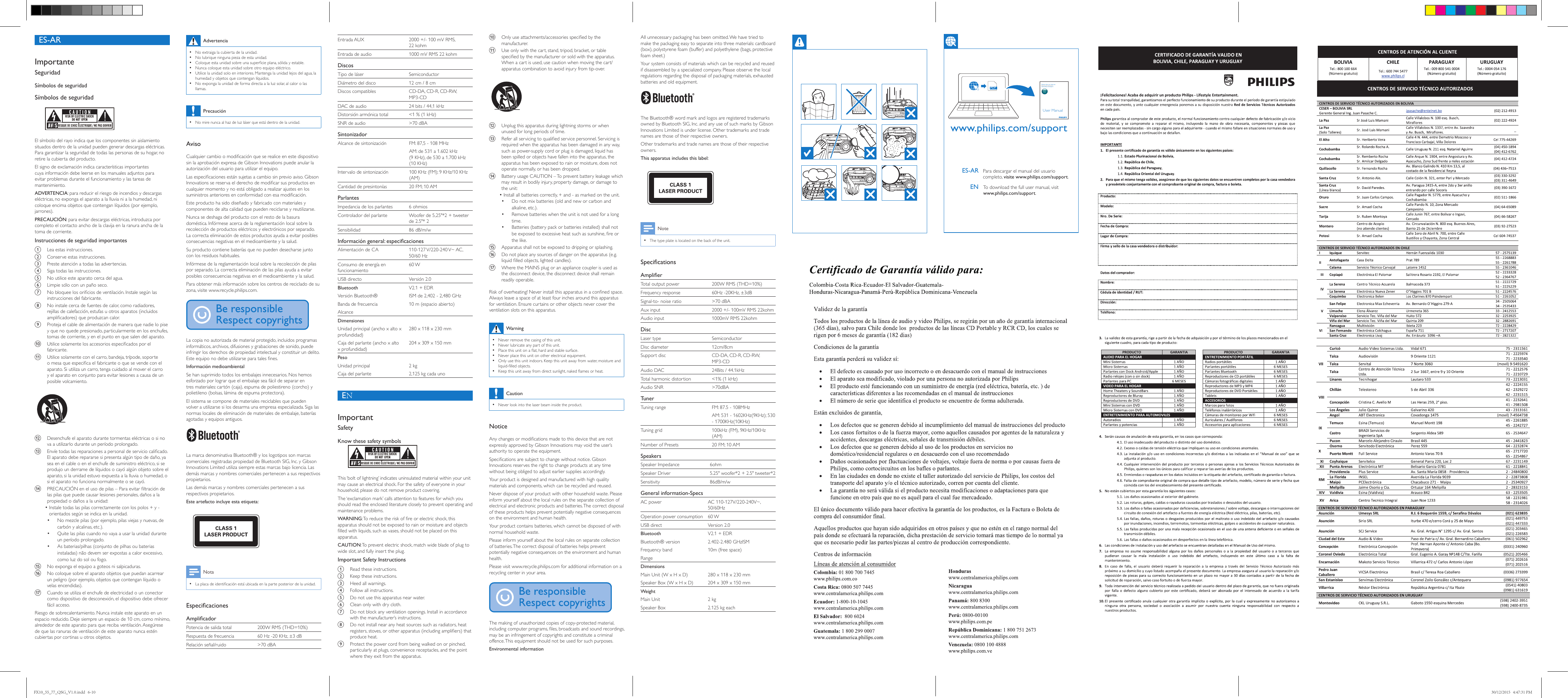 Page 2 of 2 - Philips FX10X/77 User Manual Guía De Configuración Rápida Fx10x 77 Qsg Aen