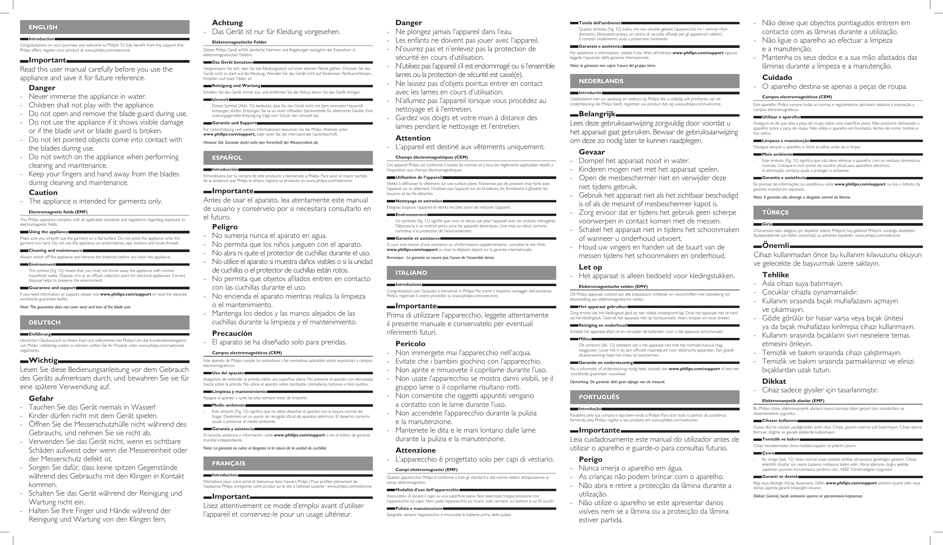 Page 2 of 2 - Philips GC026/30 User Manual Bedienungsanleitung Gc026 30 Dfu Nor