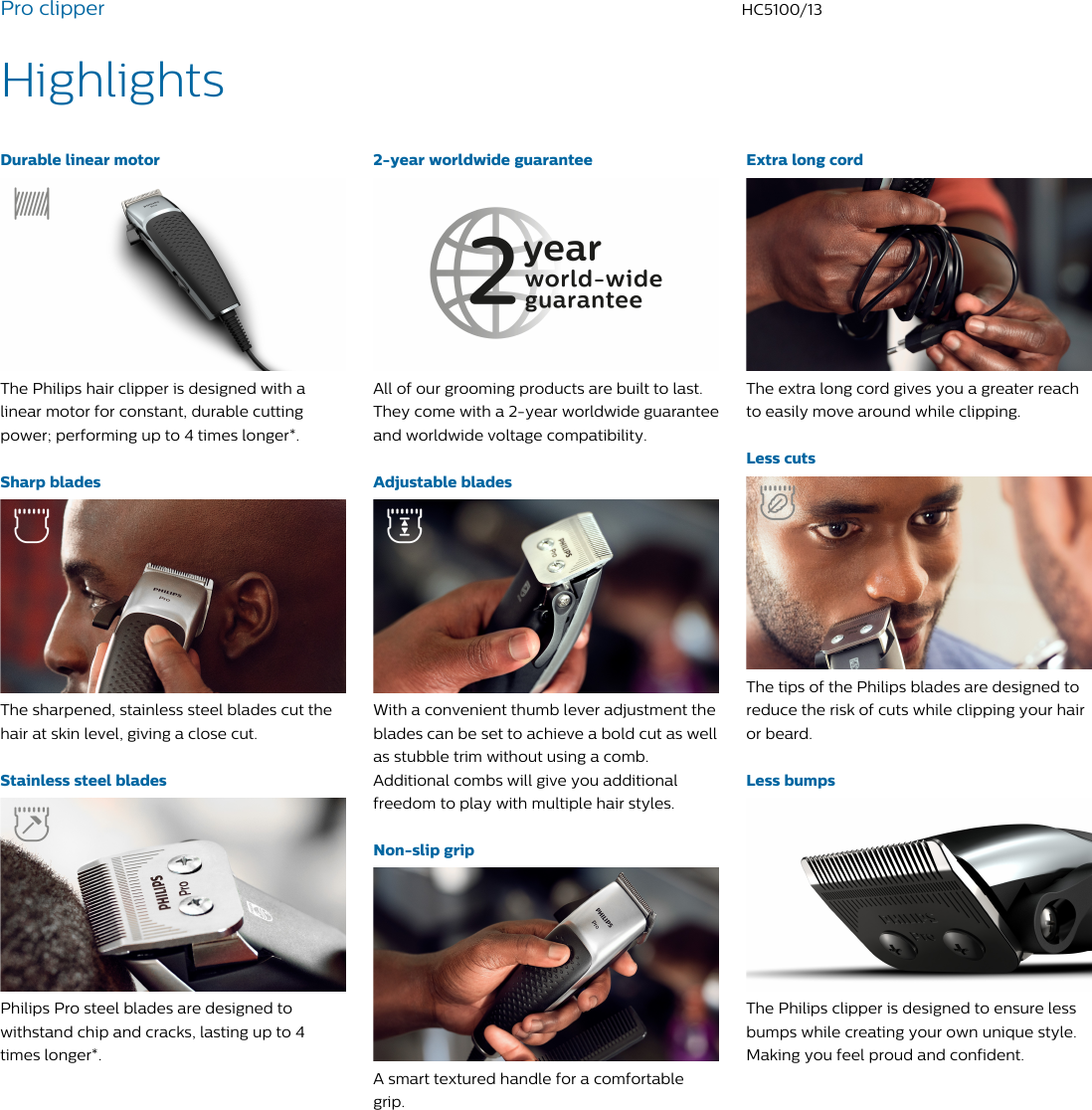 Page 2 of 3 - Philips HC5100/13 Pro Clipper User Manual Leaflet Hc5100 13 Pss