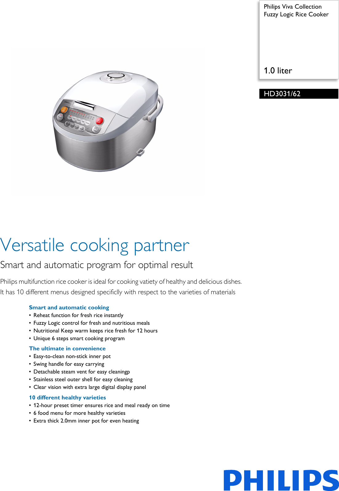 philips rice cooker hd3031 manual