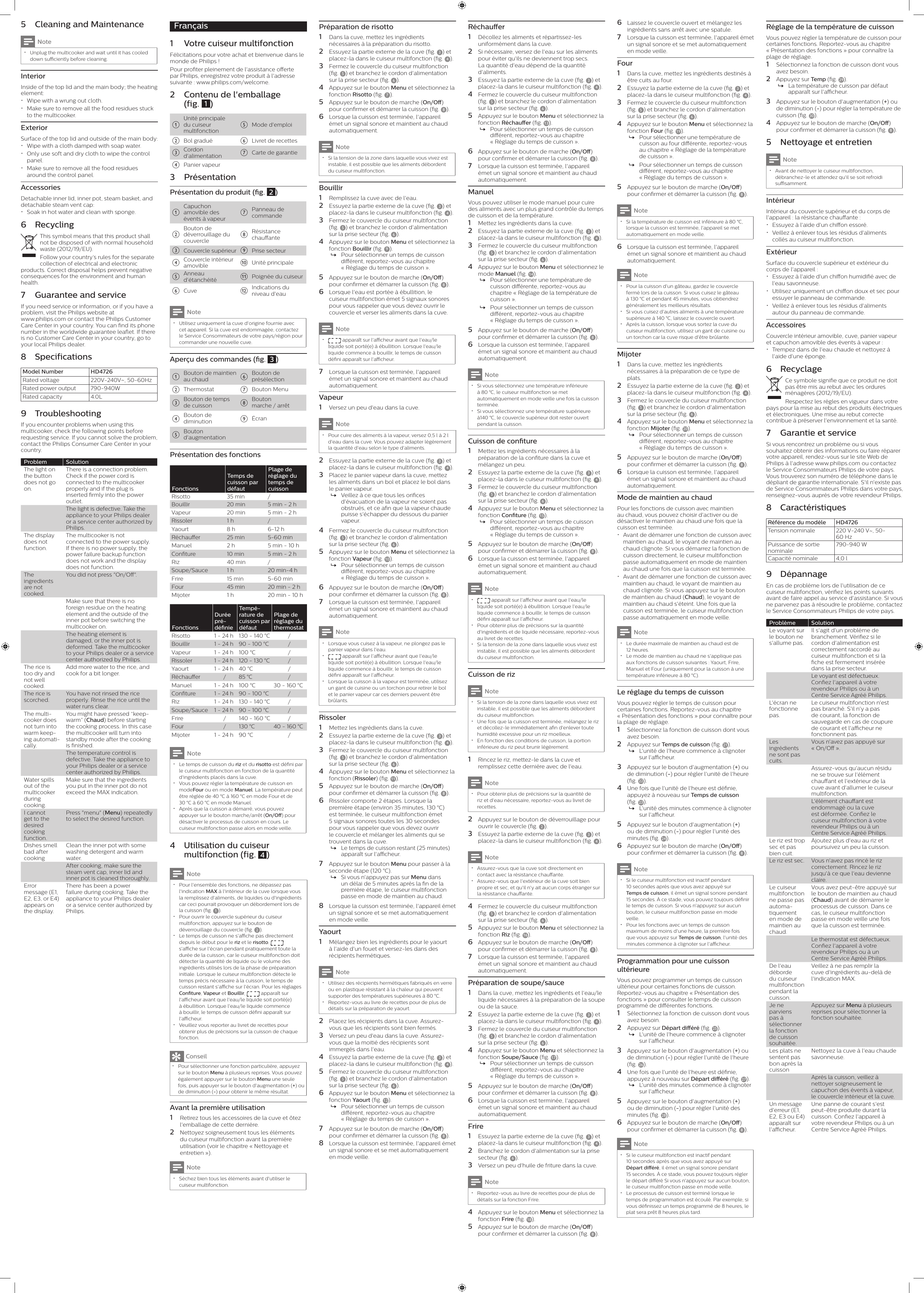 Page 2 of 2 - Philips HD4726/77 User Manual Mode D’emploi Hd4726 77 Dfu Aen